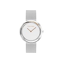 Calvin Klein Orologio Analogico al Quarzo da Donna Collezione TWISTED BEZEL con Cinturino in Maglia Metallica in Acciaio Inossidabile Argentato – 25200011