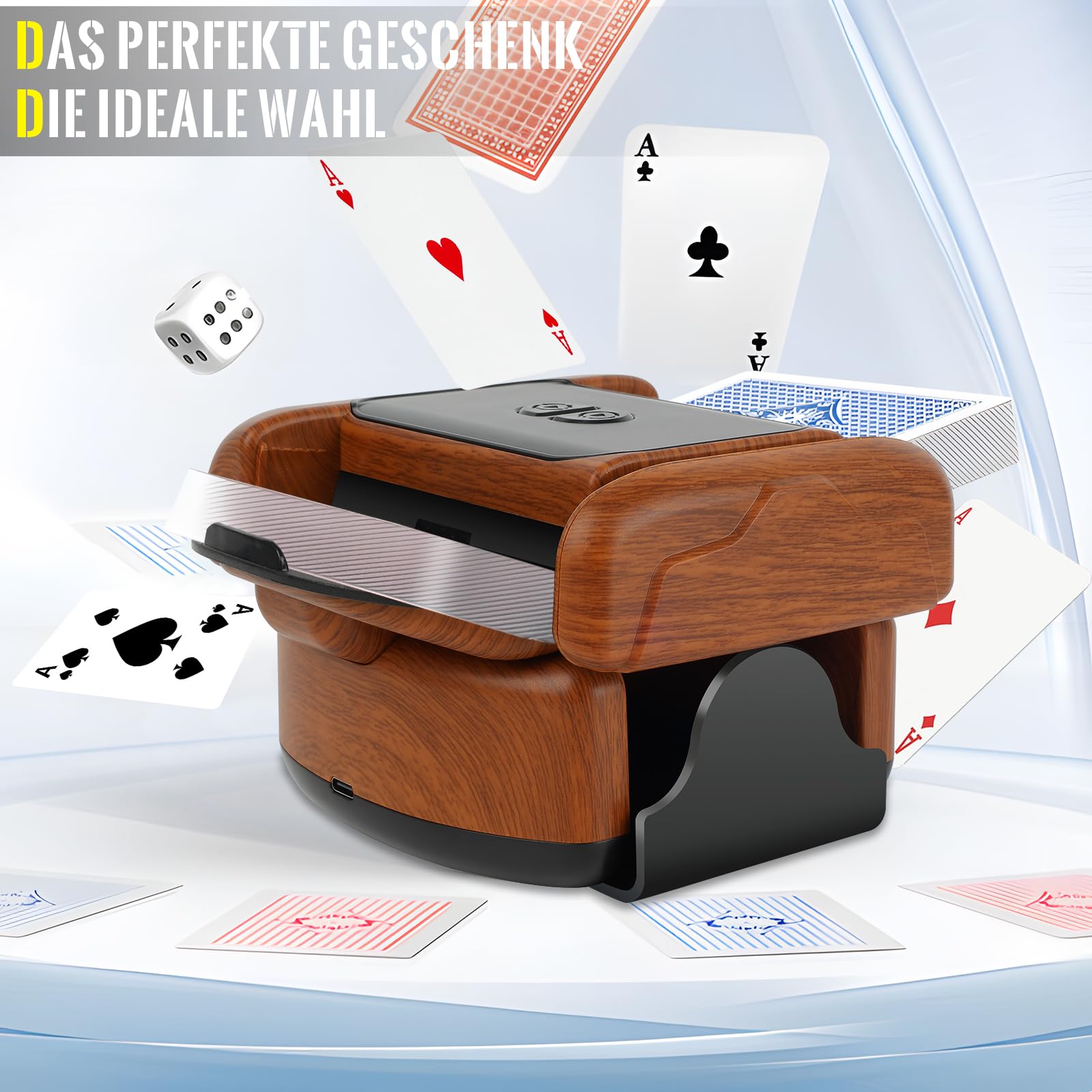 Mélangeur de cartes électrique, silencieux, pour 2 jeux de cartes, rechargeable, 2000 mAh, mixeur de cartes pour UNO, poker, Texas Hold Em, Blackjack