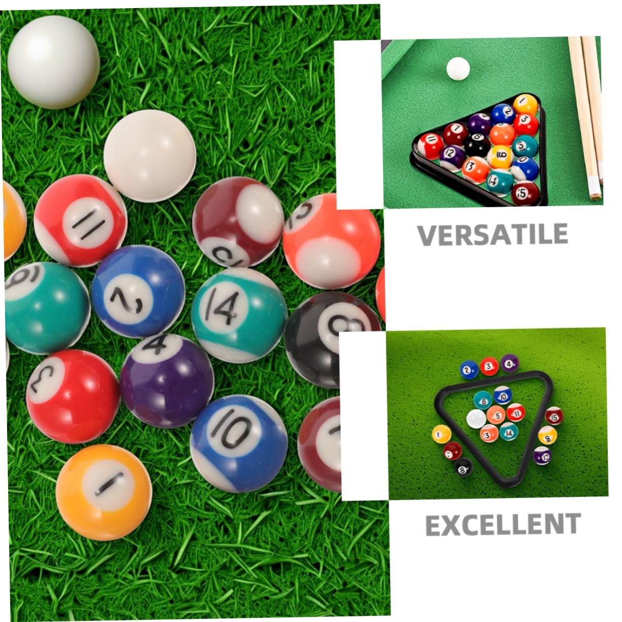 BESPORTBLE Set di 17 Mini Palline da Biliardo in Resina con Supporto Triangolare, per Casa e Scuola, Accessori Versatili per Tavolo da Biliardo per Ragazzi e Ragazze