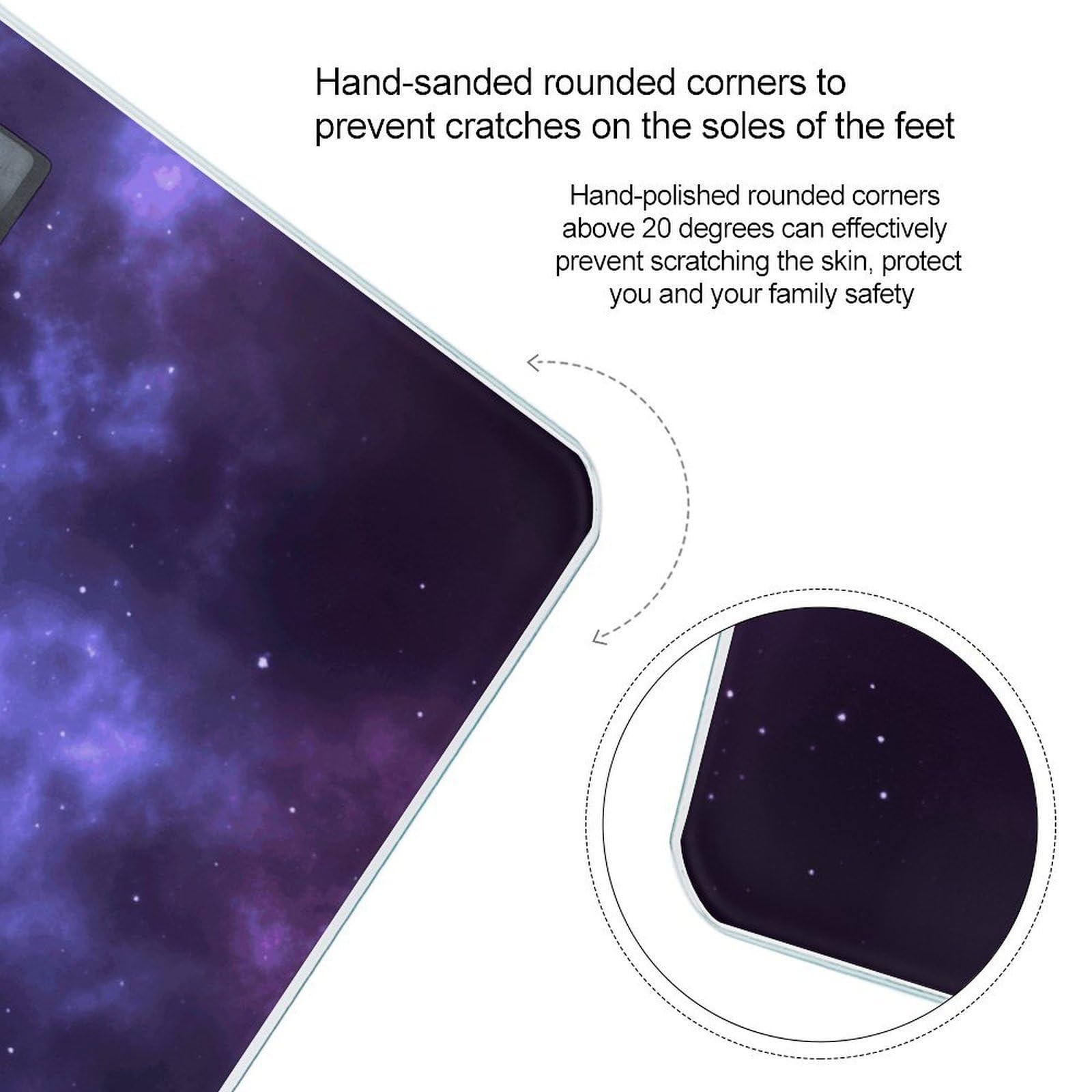 Magic Galaxy Sky Purple - Báscula digital de alta precisión con pantalla LCD grande, báscula de peso duradera para uso doméstico, mide hasta 400 libras/180 kg