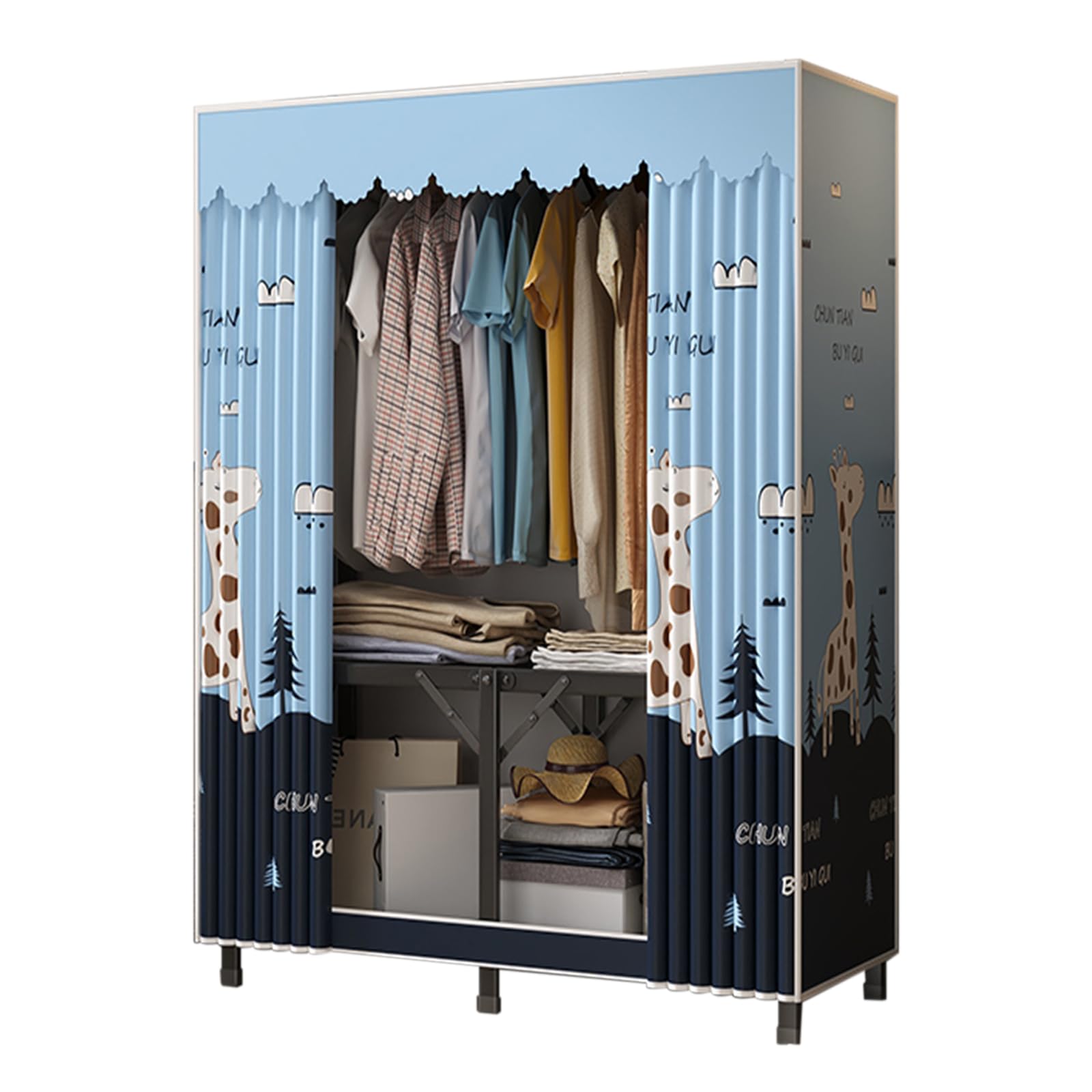 Kleiderschrank aus Segeltuch, Kleiderschränke aus Stoff, zusammenklappbarer Kleiderschrank, Aufbewahrungsorganizer für Schlafzimmerkleidung, Aufbewahrungsschrank, für Schlafzimmer,