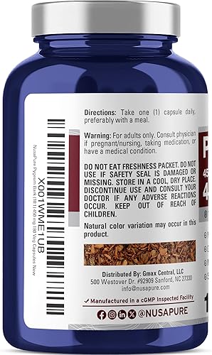 Miniatura 3 de NusaPure Extracto de corteza de Pygeum 10:1, 450 mg equivalente a 4,500 mg 180 cápsulas vegetales (sin OMG, vegano)