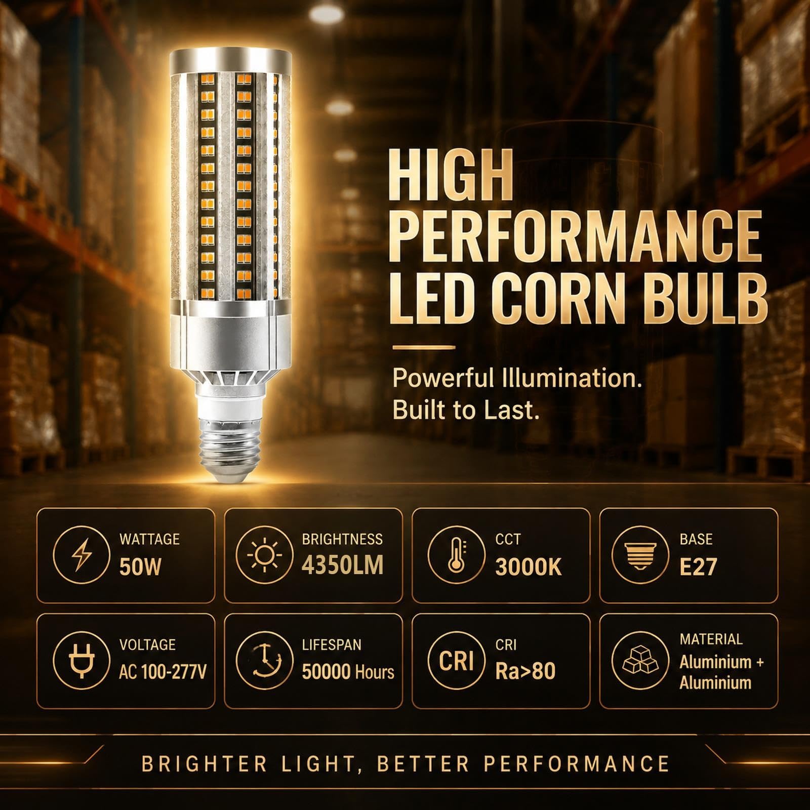 Bombilla LED Maíz E27 3000K Luz Cálida 50W Alta Luminosidad No Regulable