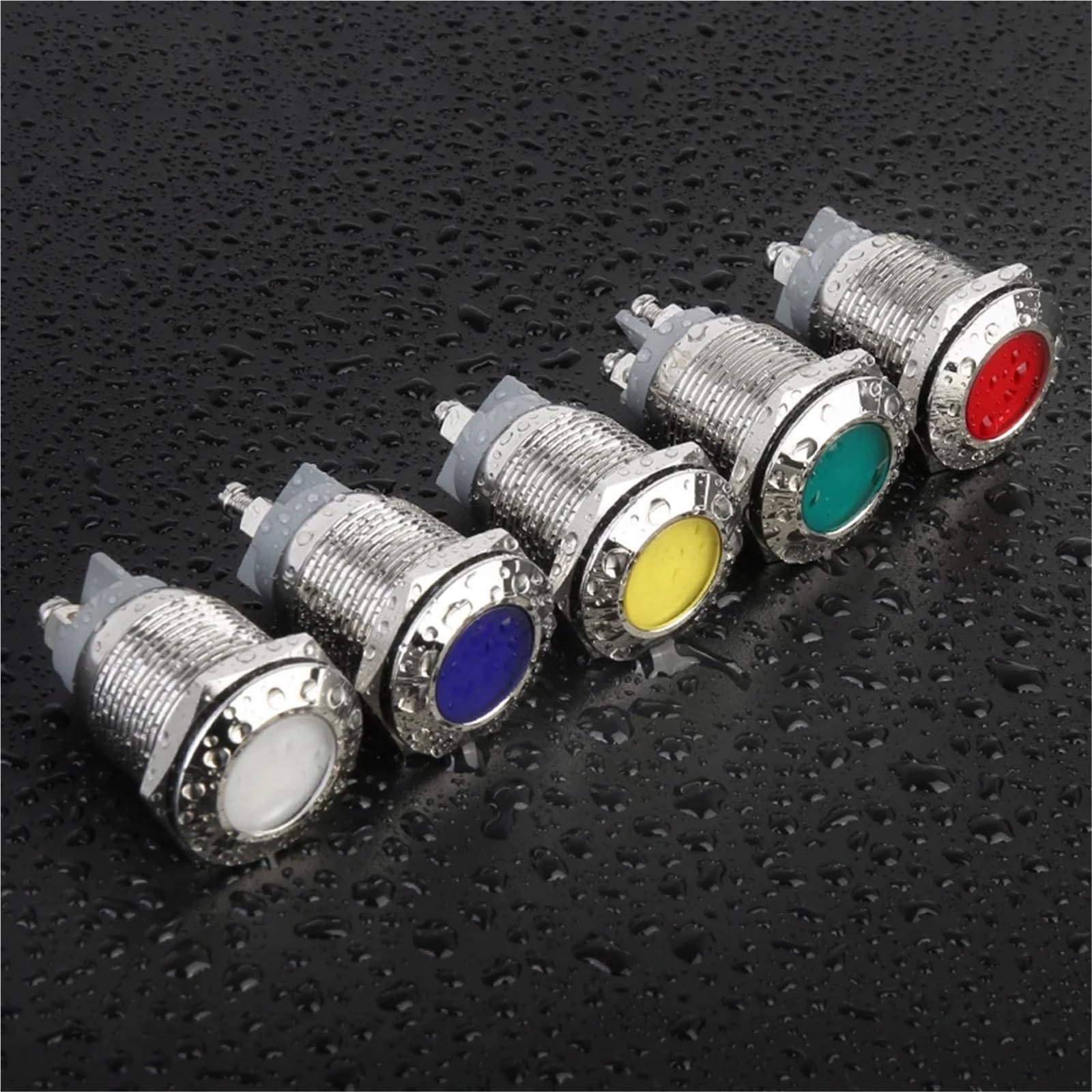10 pezzi 19 mm LED spia luminosa in metallo AC/DC 3~220 V Mini spia di segnalazione IP65 spia luminosa a LED impermeabile(Ball Red Light,220V)