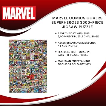 Marvel Comics يغطي الأبطال الخارقين 3000 قطعة أحجية الصور المقطوعة للأطفال والكبار | دعابة الدماغ ، ألعاب وألعاب تطويرية تعليمية ، أنشطة أدوات البناء لتشجيع اللعب الإبداعي | 45 × 32 بوصة