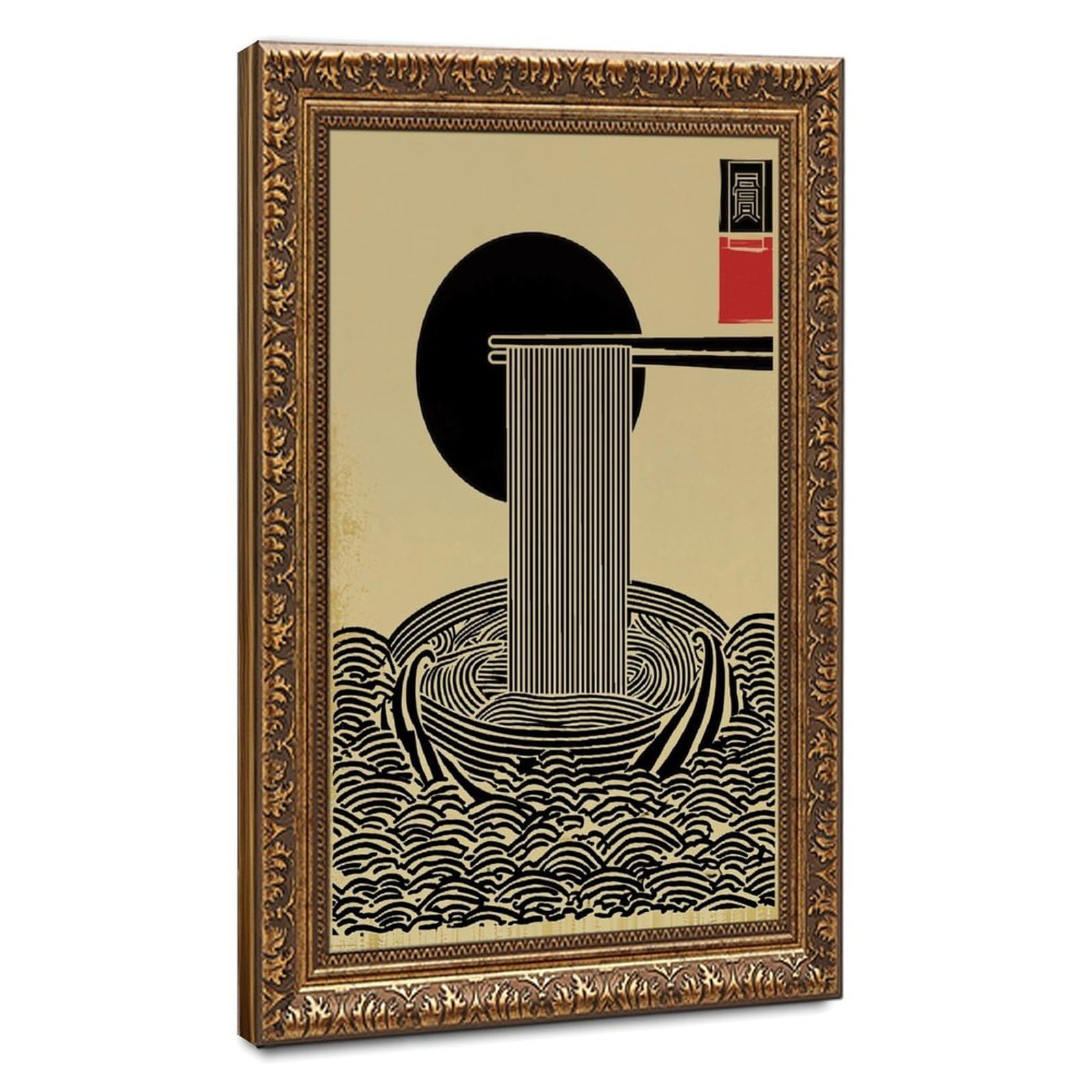 ELKPDOE Poster minimalista giapponese su tela, motivo: Ramen Noodle