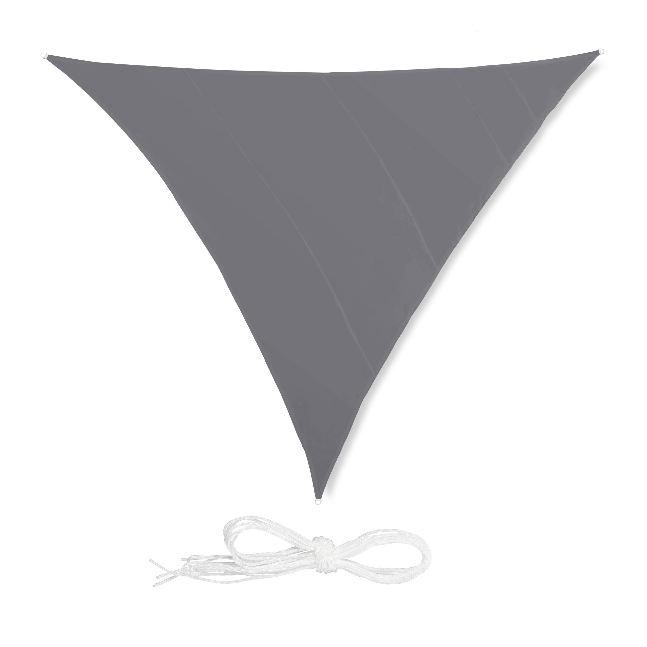 relaxdays Voile d’ombrage Triangle diffuseur d’Ombre Protection Soleil Balcon Jardin UV 6x6x6 m Toile imperméable, Gris