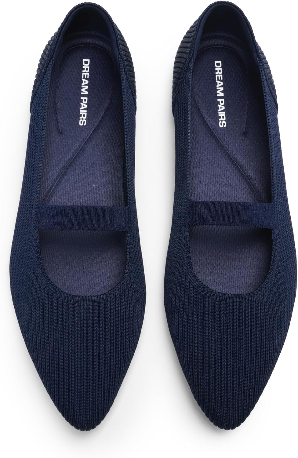 DREAM PAIRS Women's Knit Ballet Flats Pointed Toe Comfortable Dressy Flats for Work Office Shoes Mary Jane Flats