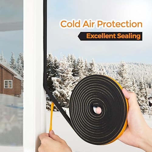 Miniatura 8 de Tira de sellado de puerta de 1 ancho x 38 pulgadas de alto, cinta aislante de puerta, cinta de espuma de alta densidad para marco de puerta,
