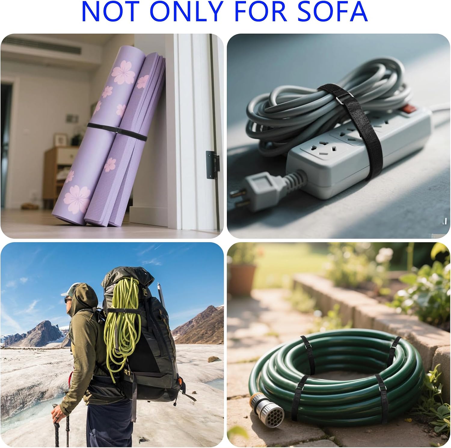 4 Pack Sectional Couch Connectors for Sliding Sofas, Universal Sectional Nylon Adjustable Anti-Slip Furniture Straps, Hook & Loop Cinch Straps with Adhesive Keep Sectional Couch Legs Together