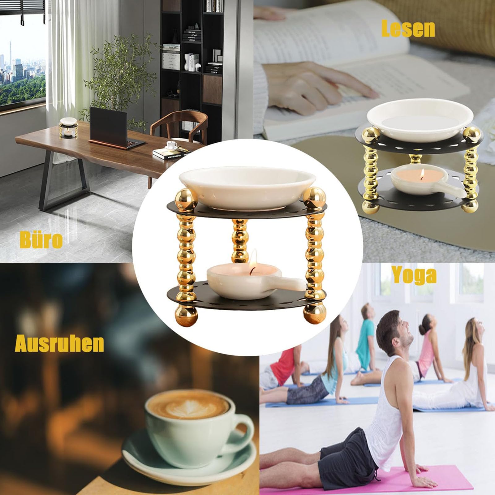 Aromatherapie-Brenner, Teelichtlöffel Aromatherapie-Diffusor for Wohnzimmer oder Schlafzimmer Wohnzimmer-Düfte Diffusor(Black)