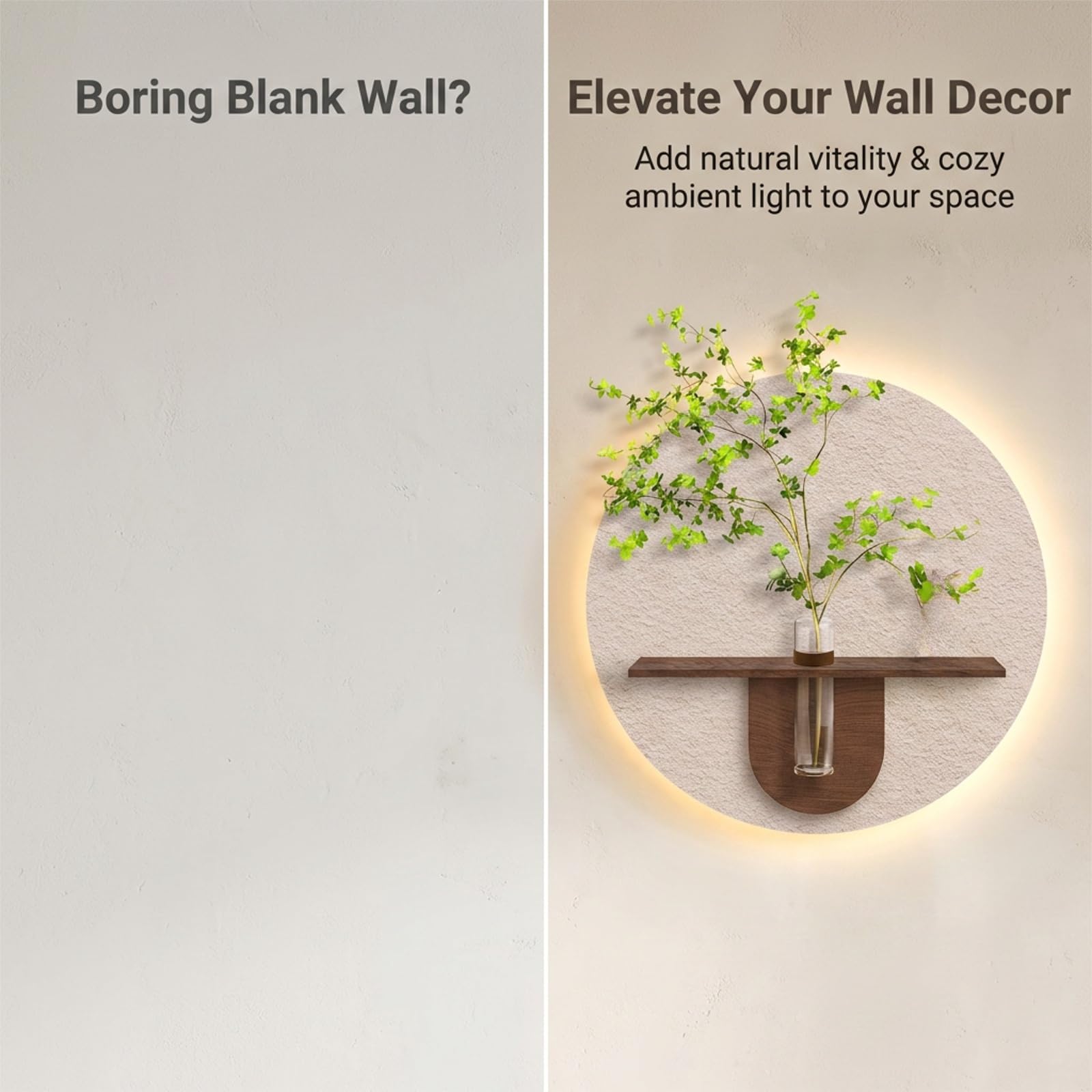 Decorazione Murale 3D con Luce LED, Scultura da Parete in Effetto Arenaria | Texture Arenaria, Luce LED 3D, Arredamento Soggiorno, Vaso Idroponico Integrato(D,27.56*27.56IN_REMOTE CONTROL)