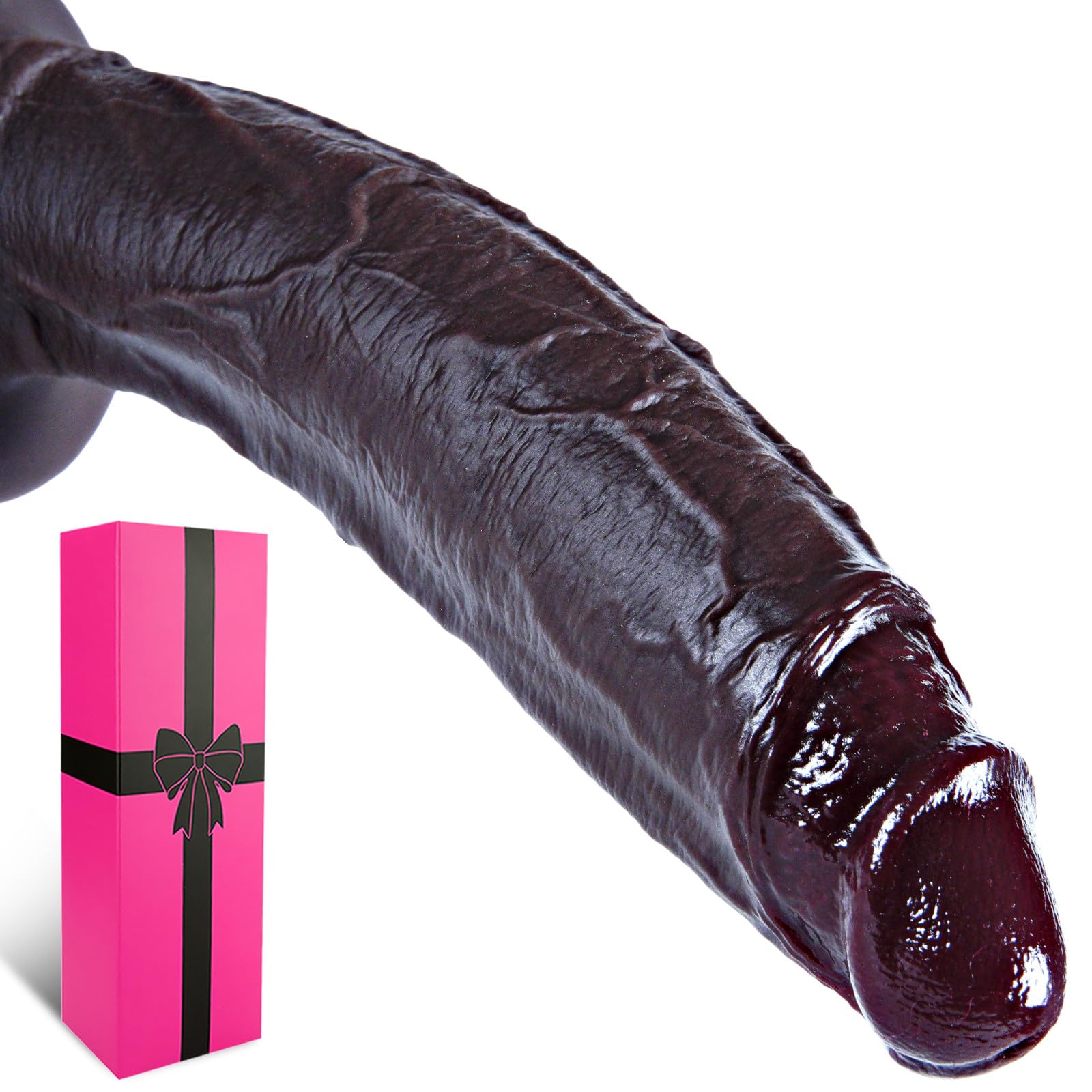 Dildo gigante extra spesso in silicone a doppia densità con ventosa da 6,2 cm di diametro, enorme dildo realistico nero da 27 cm, dildo extra large per uso vaginale e anale, per utenti esperti
