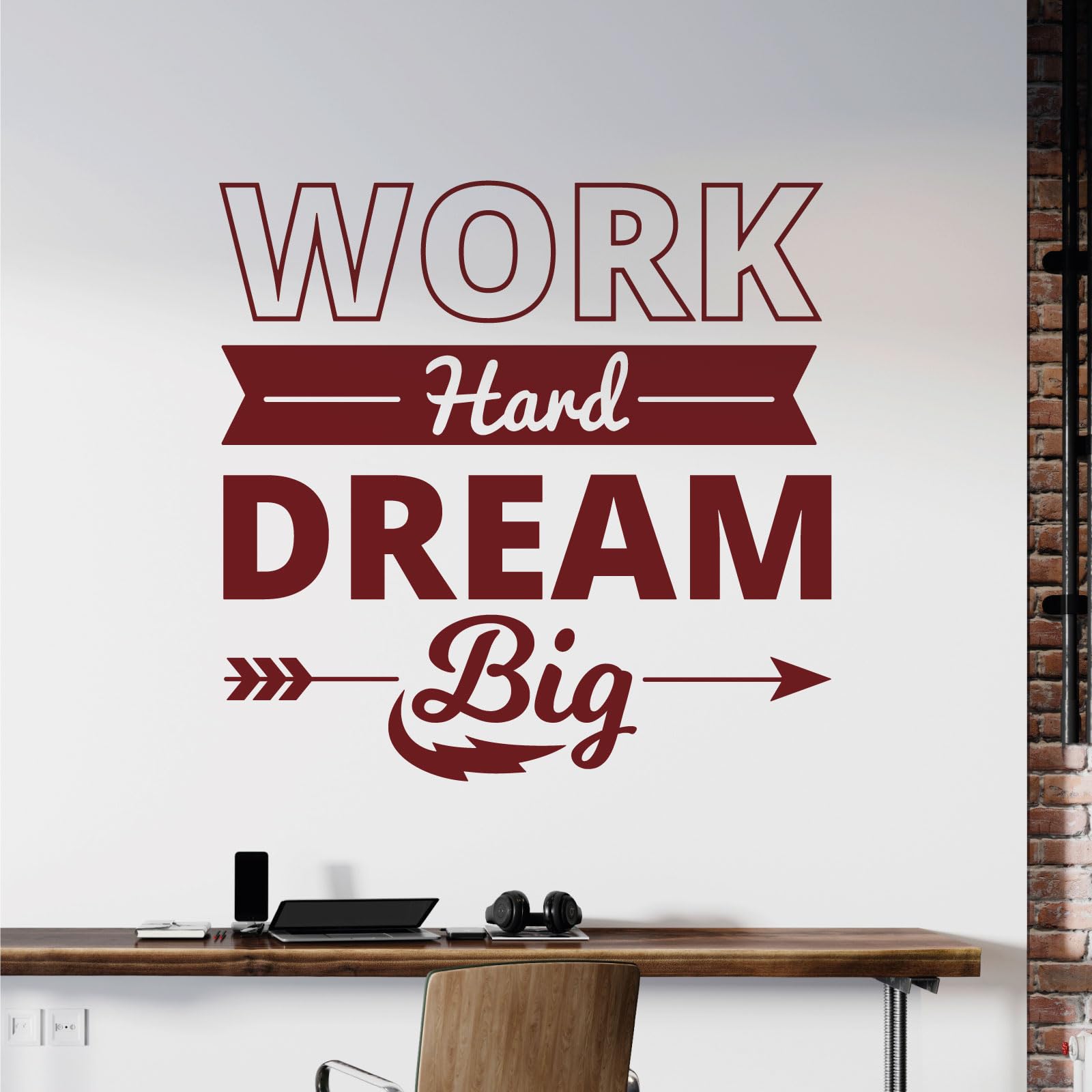 Wandtattoo mit motivierendem Zitat "Work Hard, Dream Big" [XXLarge] [Ultramarine]