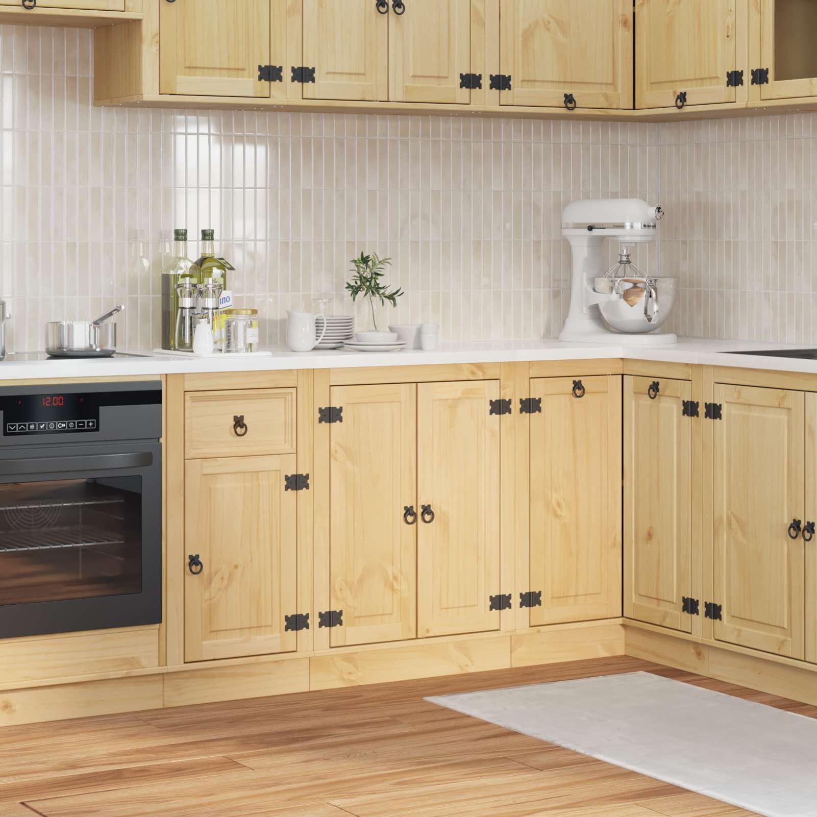 Schrank mit Regal Honig 60 x 46 x 81,5 cm Massives Kiefernholz Schränke und Aufbewahrungsmöglichkeiten Model42007559
