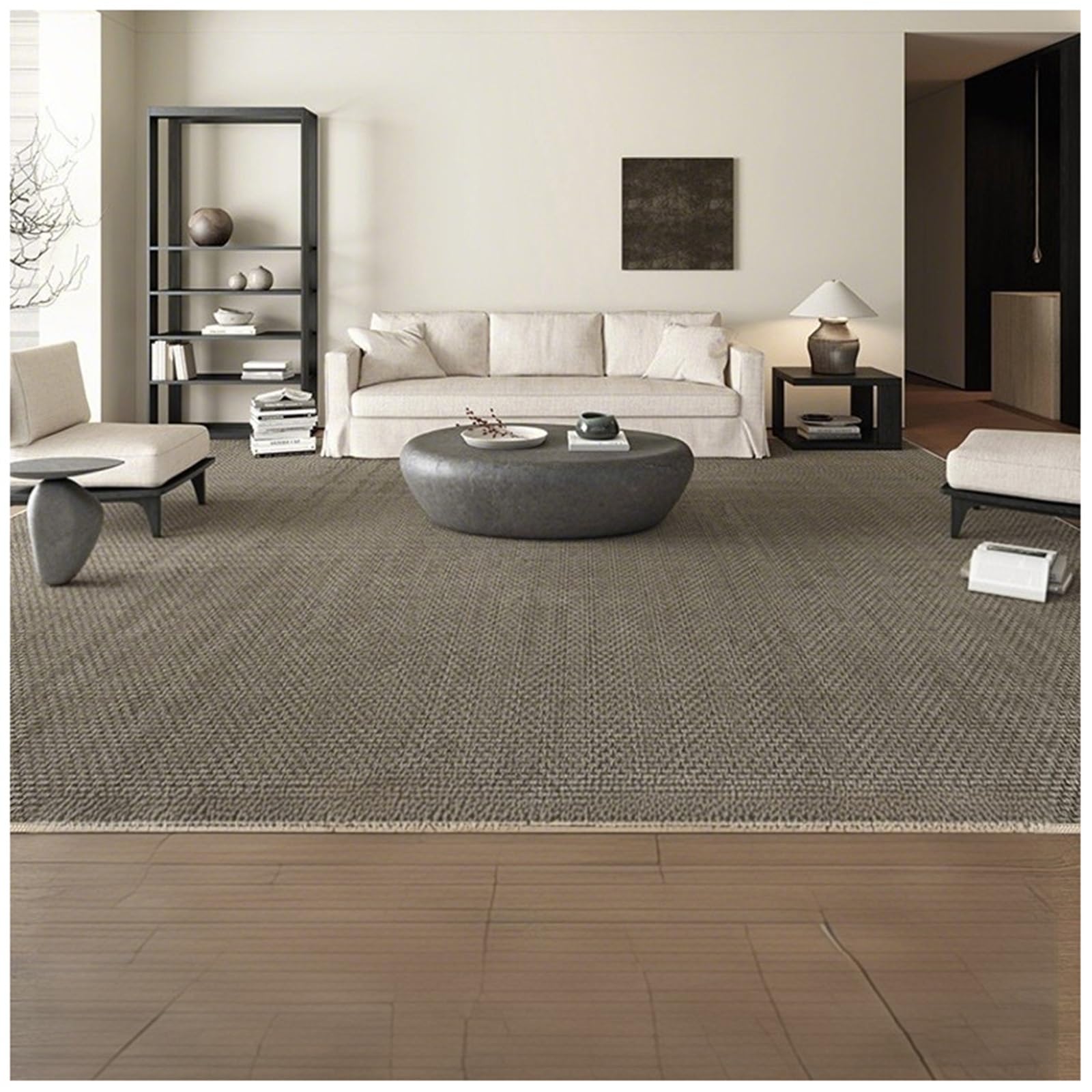 Grand tapis en sisal gris foncé 240x360 cm pour grand salon et salle à manger