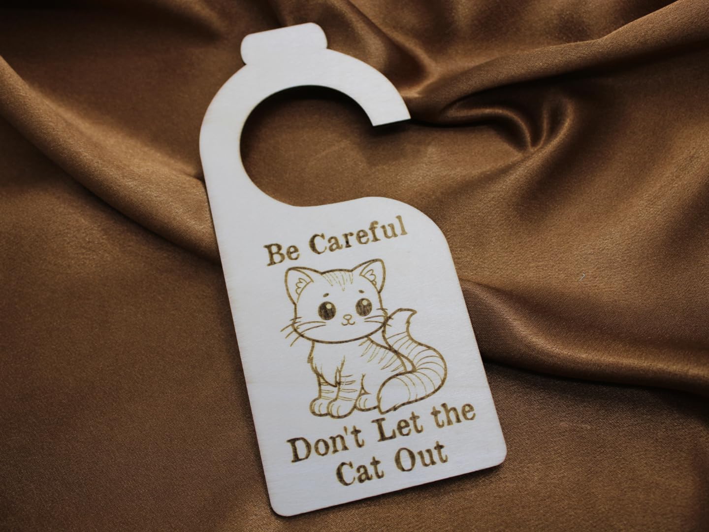 Tailored Touch Bespoke Gifts Multicolor Engraved Personalised Door Hanger 'Don't Let The Cat Out' Wooden Sign Plaque