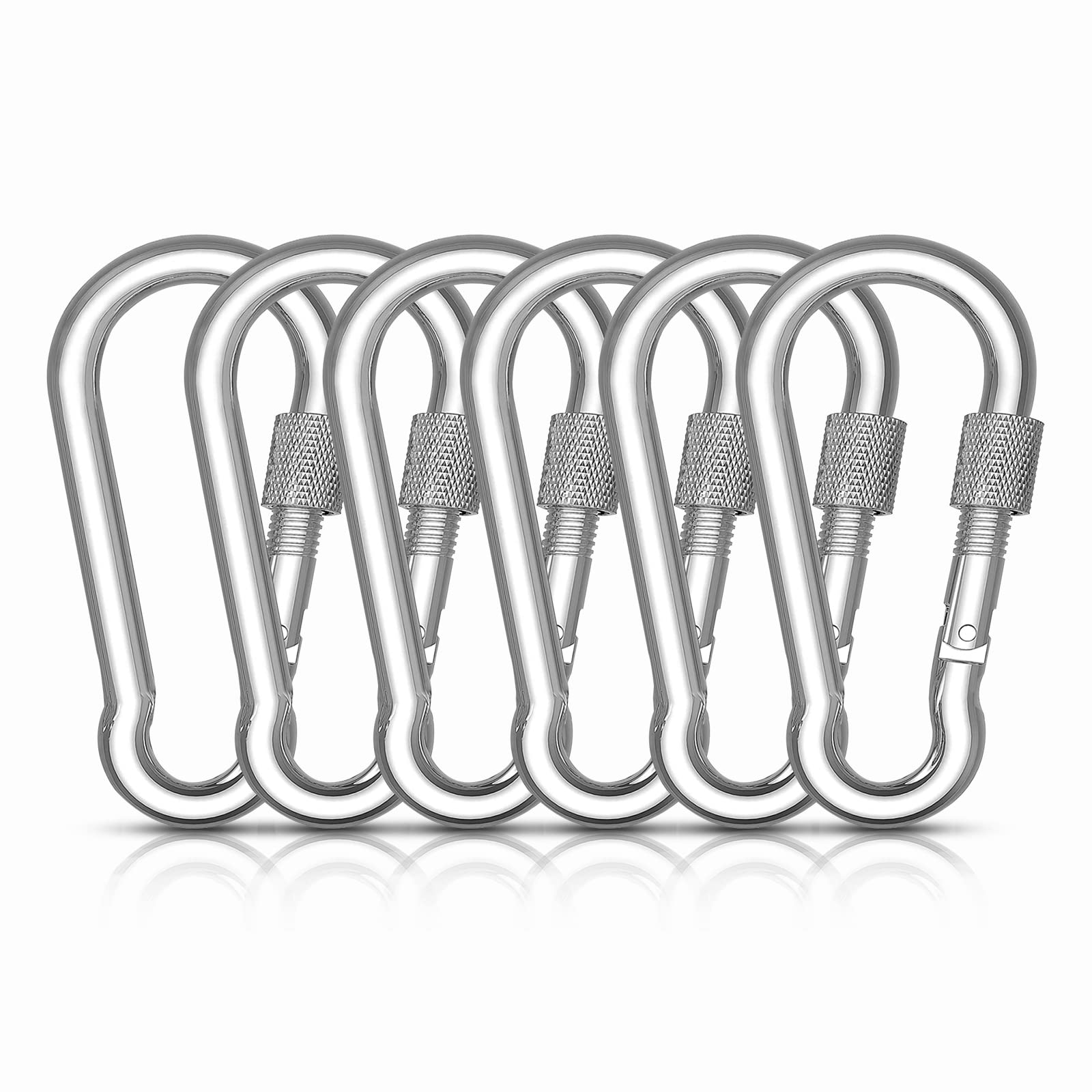 4 Moschettoni M6 Con Tappo A Vite - Acciaio Inox 304, Portata 135 Kg, Per Outdoor E Chiavi - Foto 7