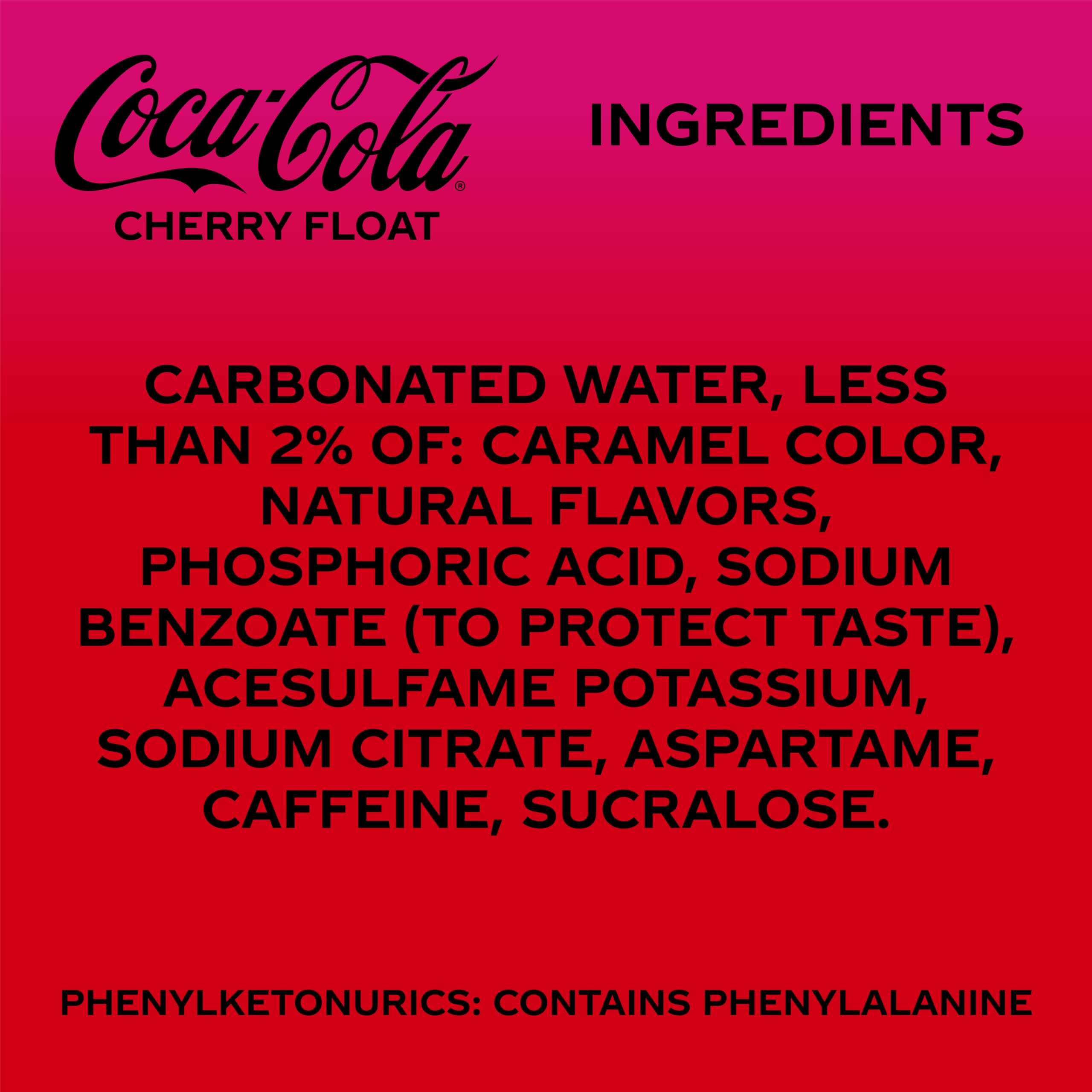 Coca-Cola Zero Sugar Cherry Float Soda Soft Drink Cans, 12 fl oz, 12 Pack