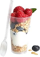Vista 1 de Ilyapa Vasos de postre de plástico de 3 onzas, paquete de 50 mini tazas de postre con cucharas, taza pequeña transparente reutilizable