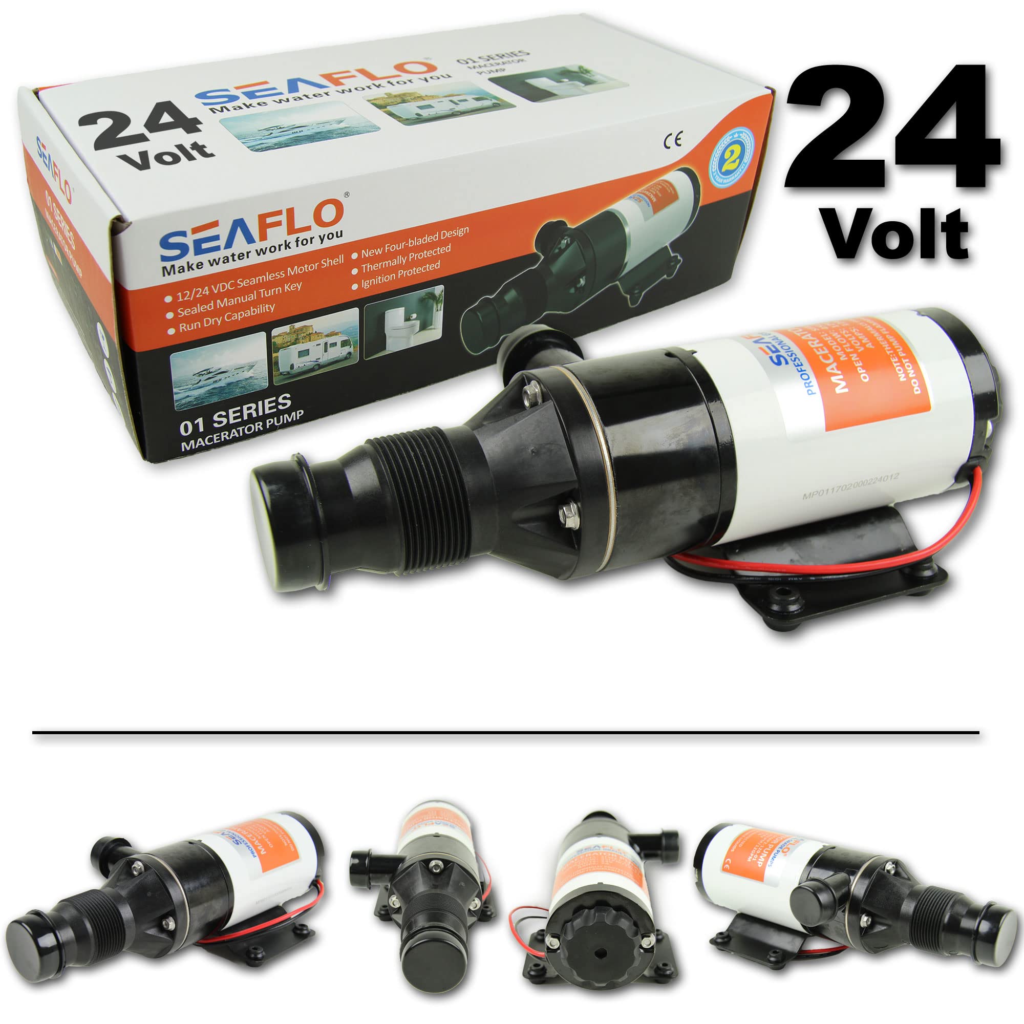 Seaflo® autocebante. 24 V Macer ator Bomba 45 L/min