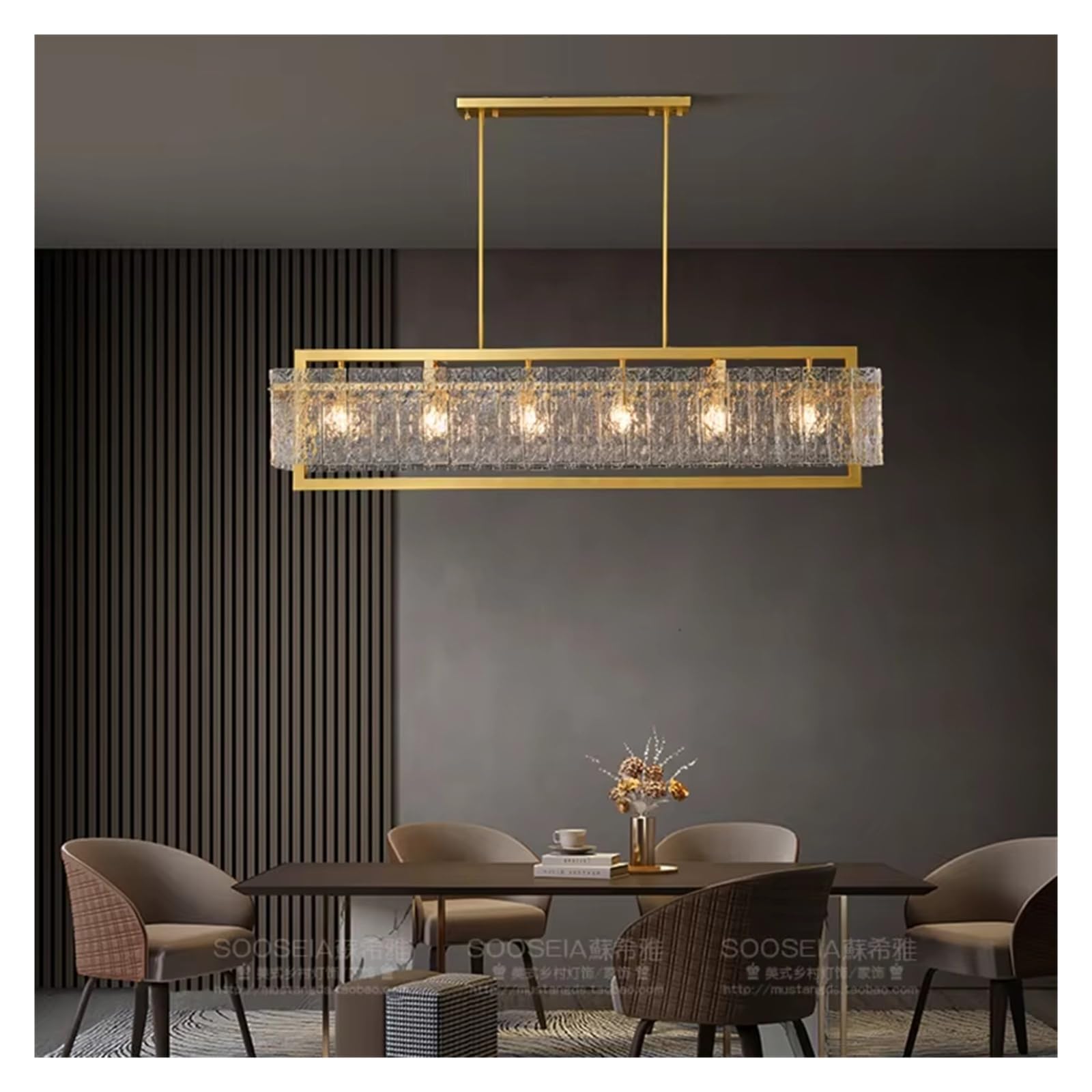 ASerZenith Home Decor Led Lights Pendant Light Lamps For Living Room Chandeliers For Dining Room Hanging Light Indoor Lighting,Rc Remote Dimming-L 95Cm