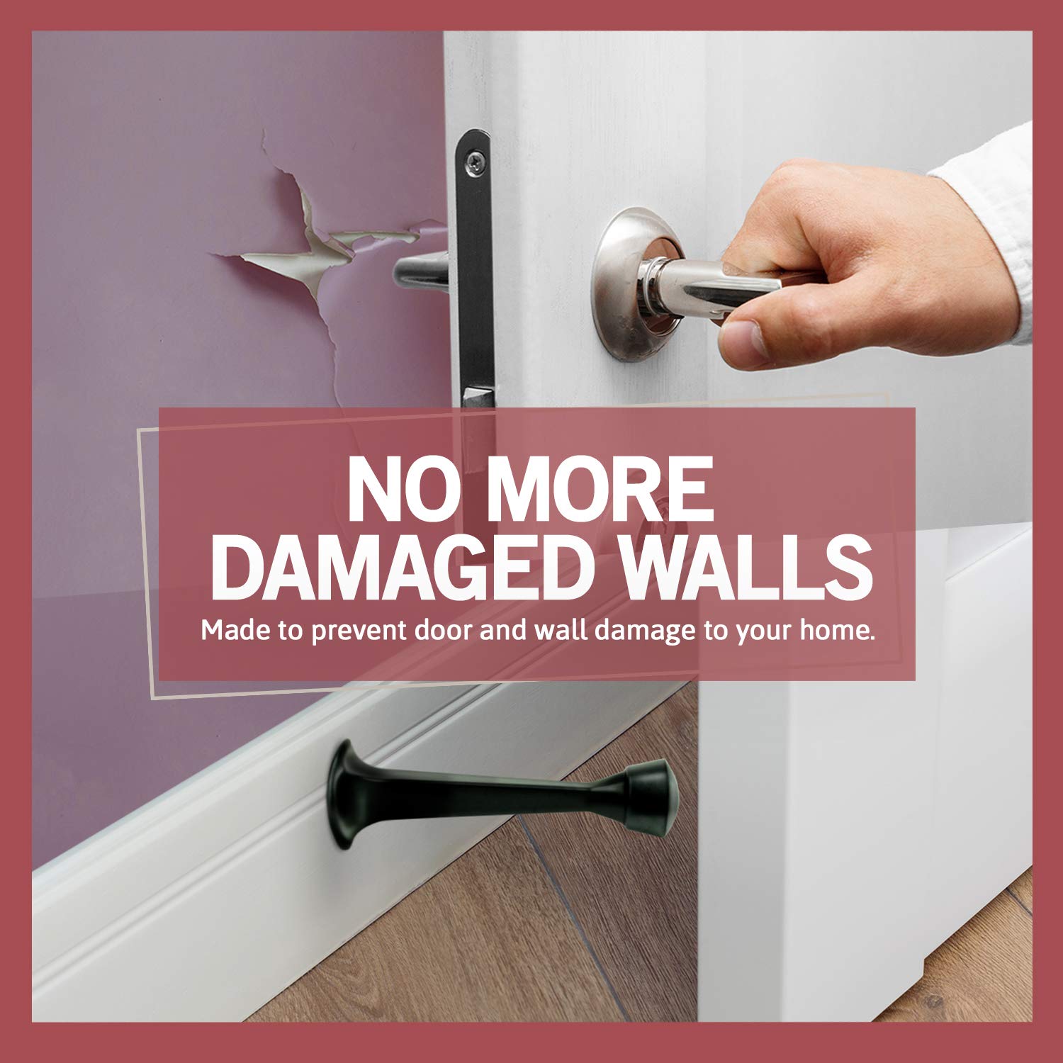 Jack N' Drill - Tope rígido de puerta de 3 pulgadas (paquete de 12) – Tope de puerta de metal sólido resistente | Evita daños en paredes y puertas – Tope de puerta con punta de goma rígida para