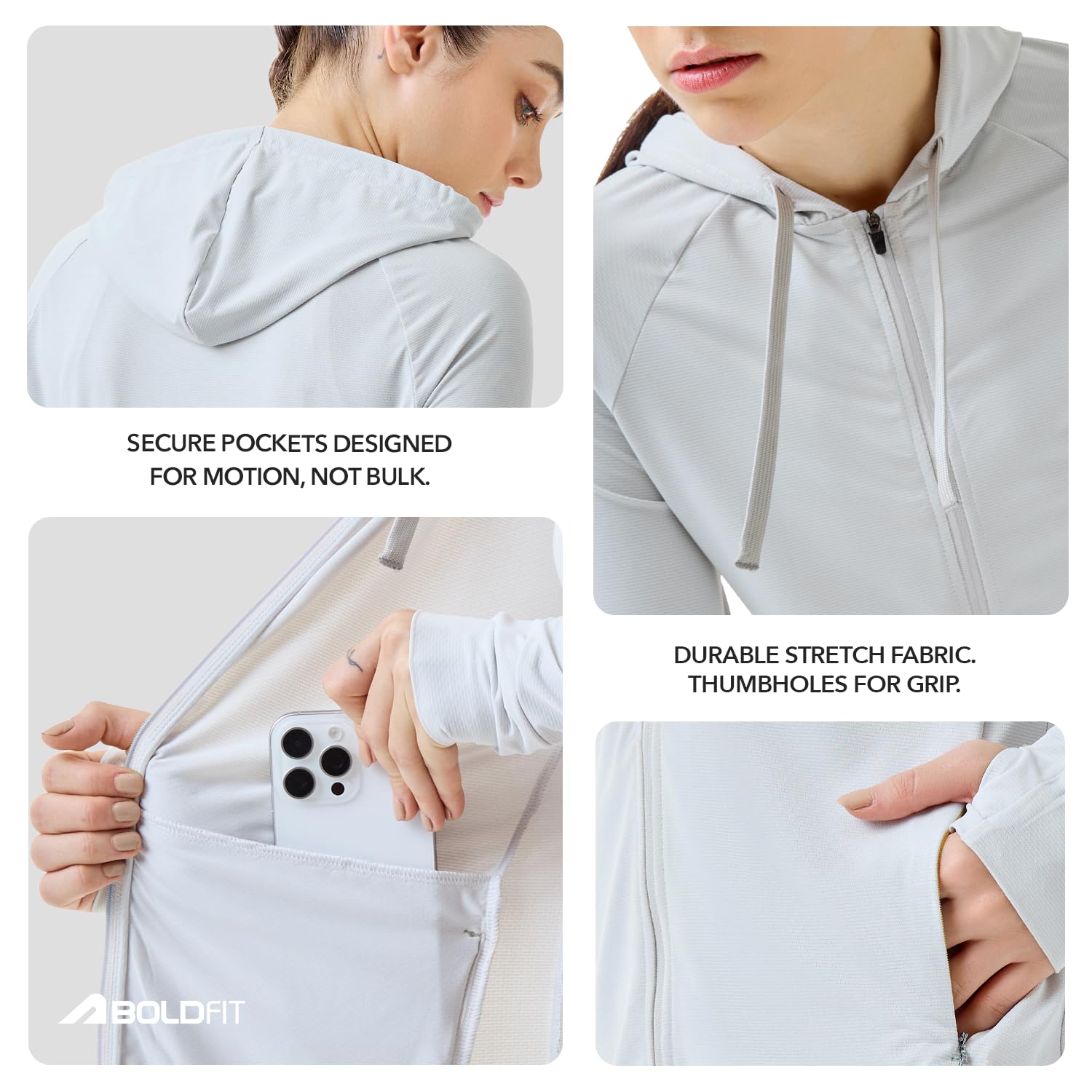 Boldfit Sunscreen Jacket For Women Upf 50+ UV Protection Jacket For Woman For Sun Protection Jackets Stylish Full Sleeve All Weather Wear Jackets - Grey XL 4