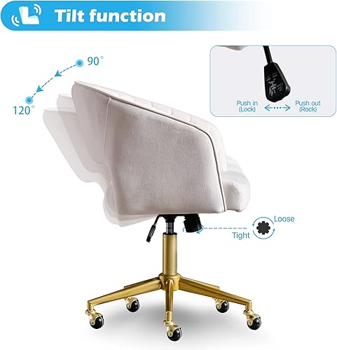Miniatura 4 de Silla de oficina para el hogar, silla giratoria de terciopelo para escritorio, sillón de acento tapizado, sillas modernas acolchadas con mechones