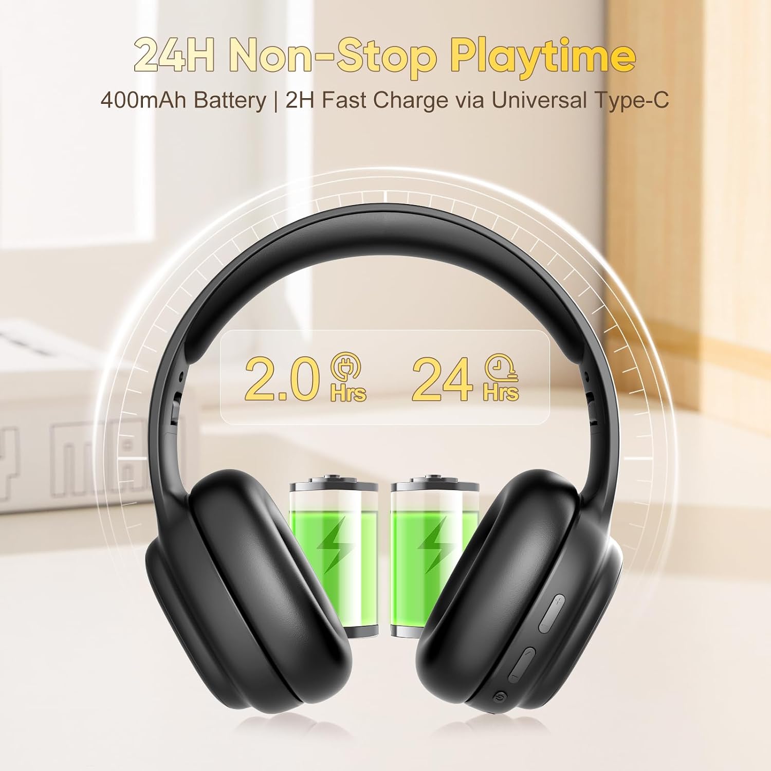 Portable Personal FM Radio Headphones, Comfortable Radio Headset with Type-C Fast Charging Rechargeable Battery Long Playtime, Earmuff FM Radio for Seniors, Meeting FM Receiver