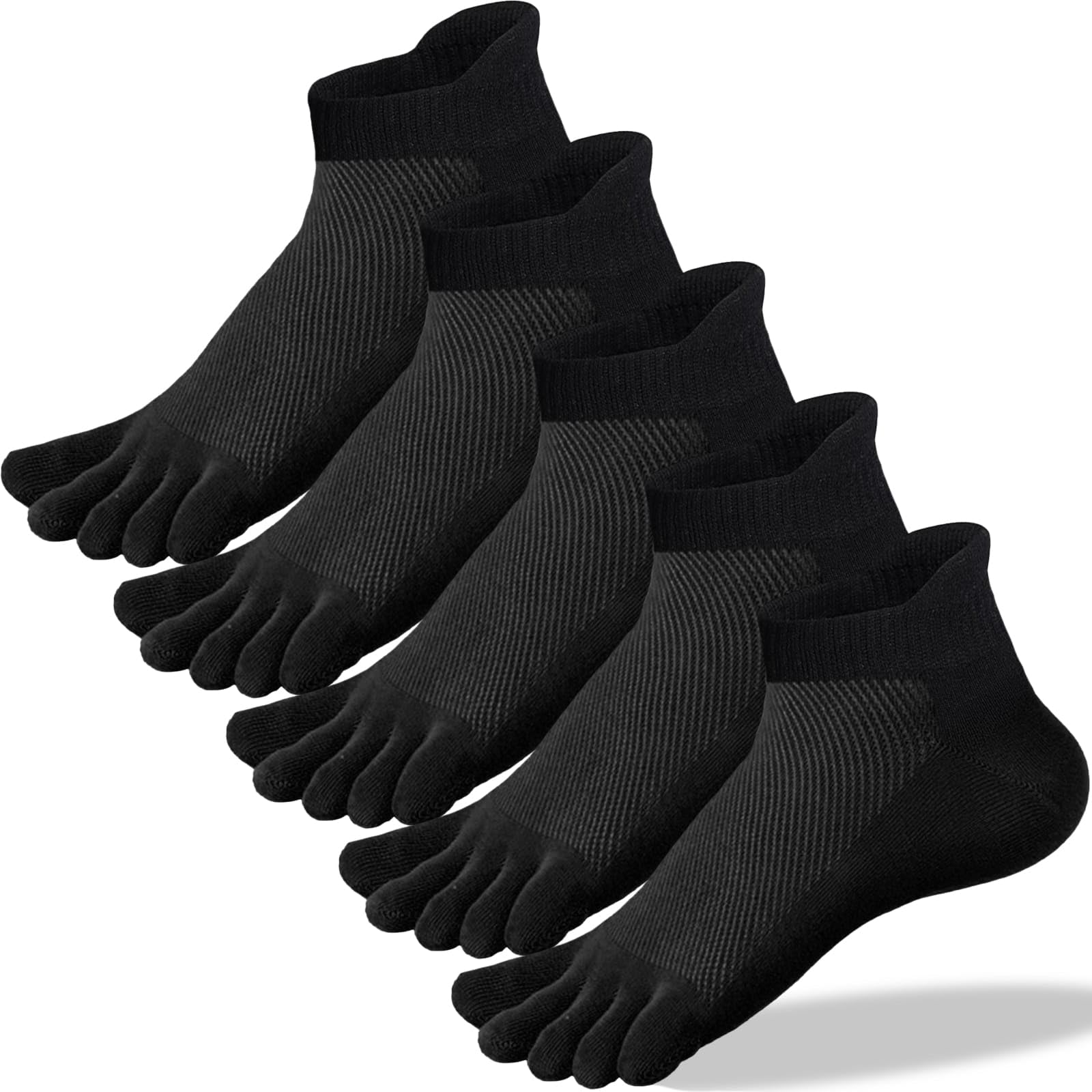 QUPOLPOL 5-Paia Calzini Sportivi Uomo – Calze Corti con Dita Separate in Cotone Traspirante, Ideali per Corsa, Fitness, Calcio, Basket, Cycling e Lavoro