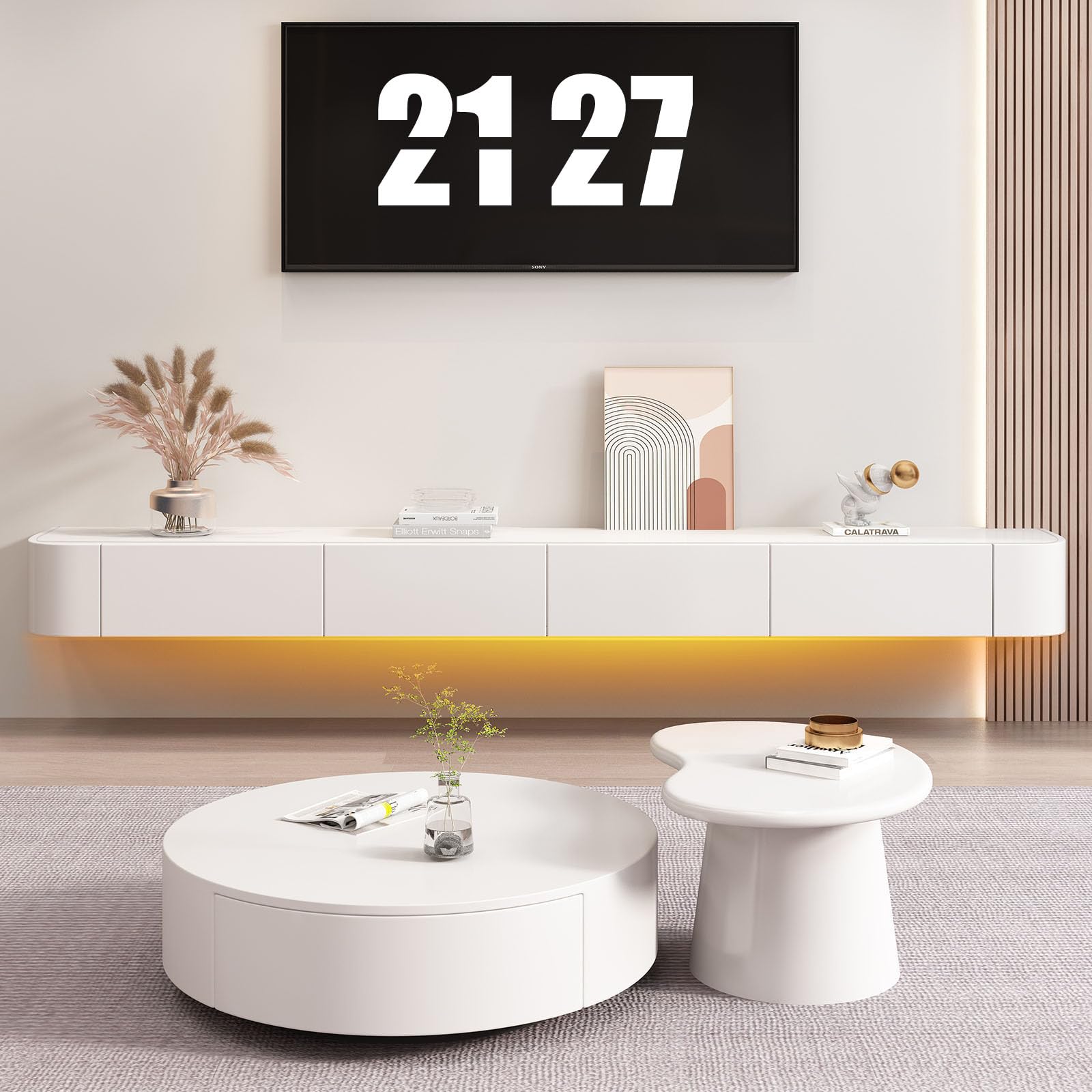 zaqiming TV Schrank Hängend TV Lowboard mit 2 Schubladen Fernsehschrank für das Wohnzimmer und Schlafzimmer,Größen und Farben erhältlich