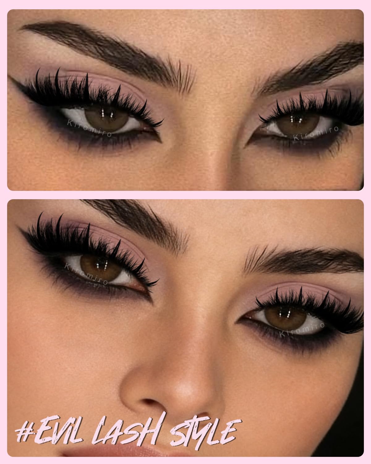 Kiromiro Fluffy Lashes with Spikes Evil Faux Mink Lashes Manga Thick False Eyelashes Dramatic Fake Lashes Cat Eye Spiky Full Strip Eyelash Pack, 7 Pairs