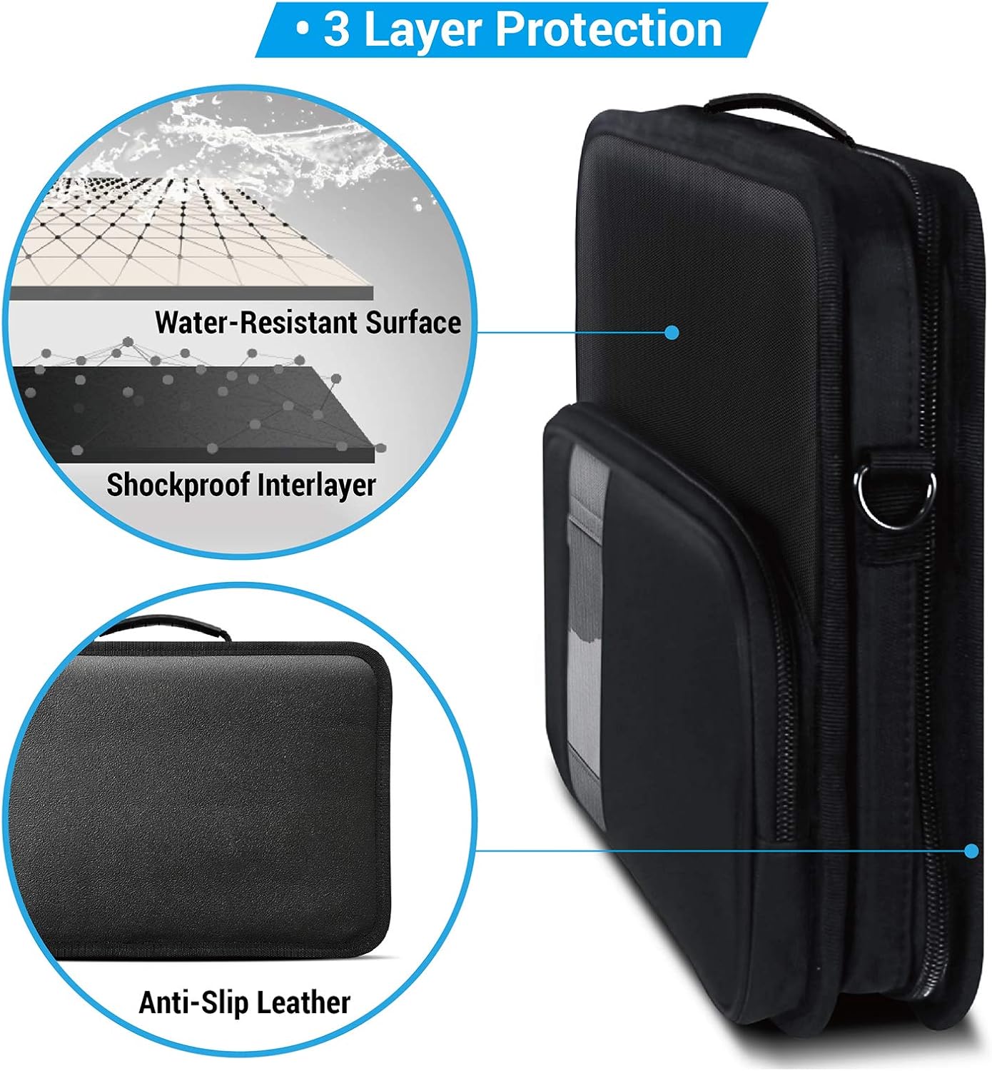 iBenzer Stay in 2.0 13 Inch Shockproof Protective Always On Laptop Sleeve Case for 13.3 MacBook, Chromebook, Surface, Ultrabook, Black LS-BPS-0113BK