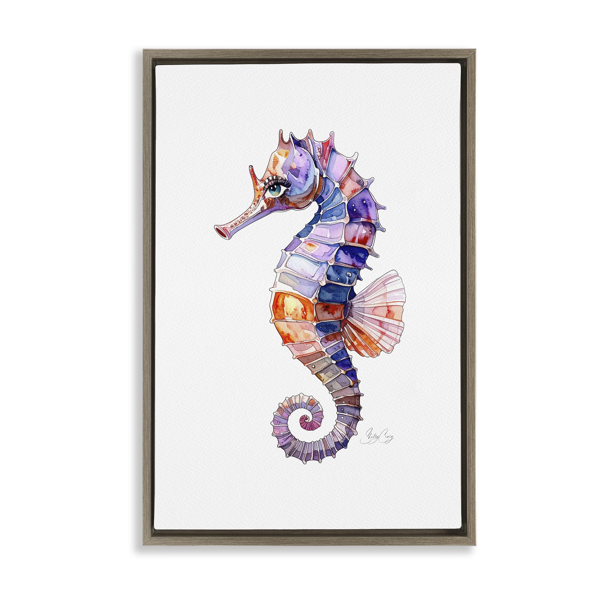 'Sea Whisper Seahorse'| Floating Frame Canvas Art