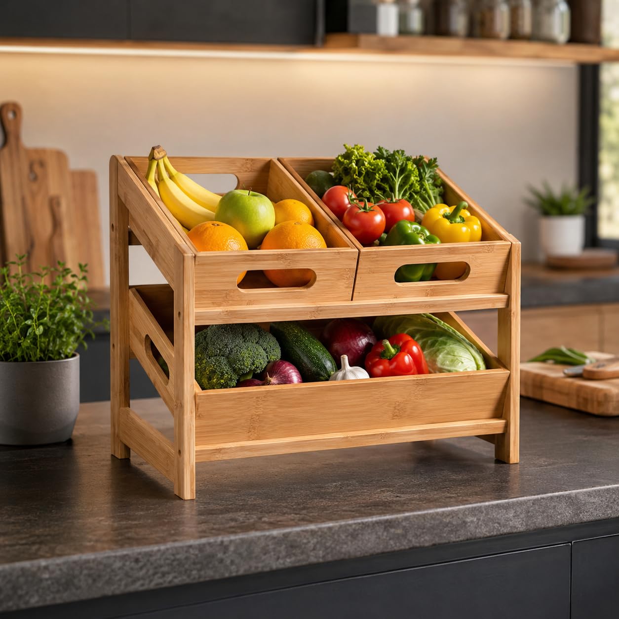 Kesper | regał kuchenny, materiał: bambus, wymiary: 39,5 x 26 x 35,5 cm, kolor: brązowy | 58851 13