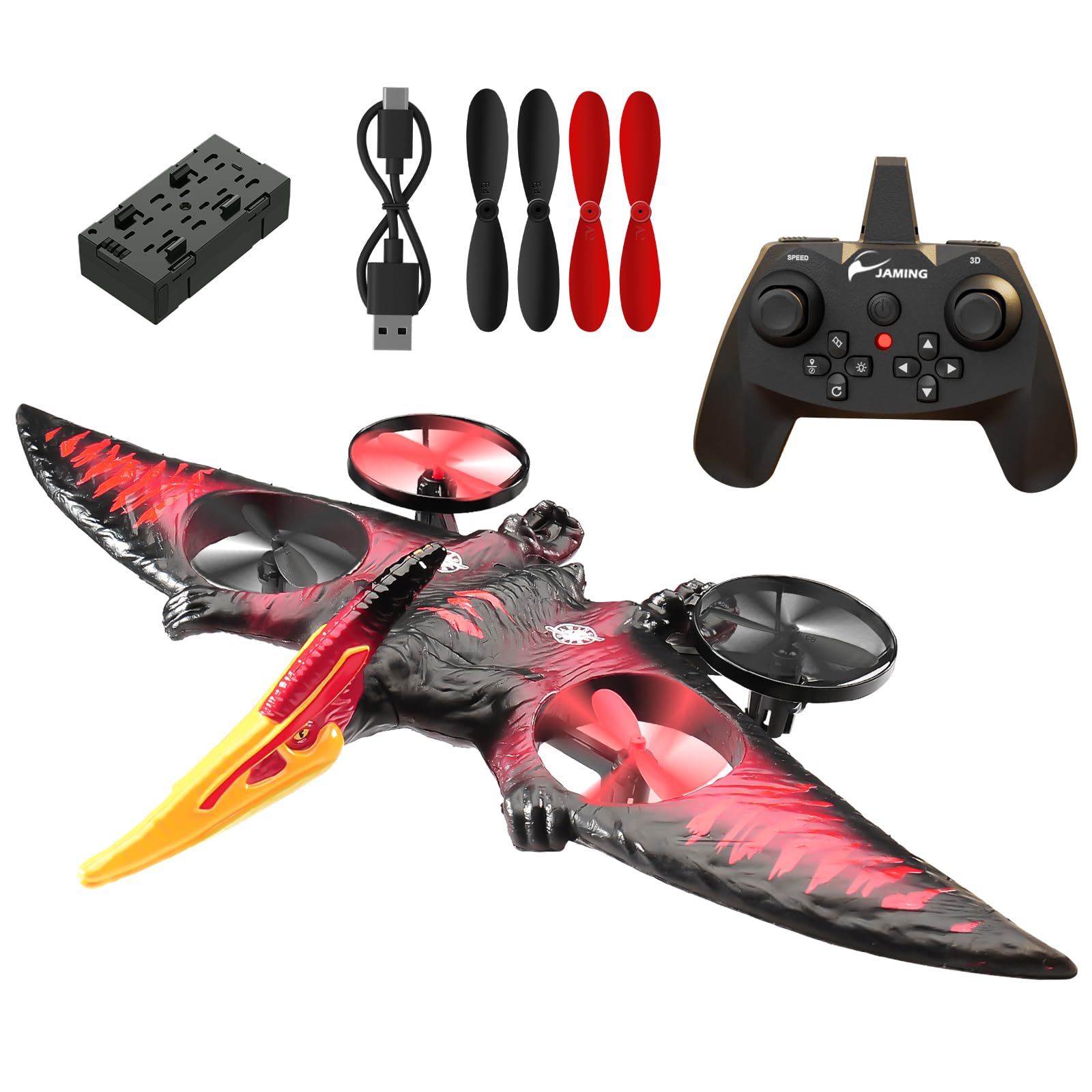 jaming Pterodactyl Dinosaur Toys Drone for Kids,Dragon Remote Control Airplane,Flying Toys Birthday Gifts for 8-12 Year Old Boys,RC Plane for Kids 8-12 （Red）