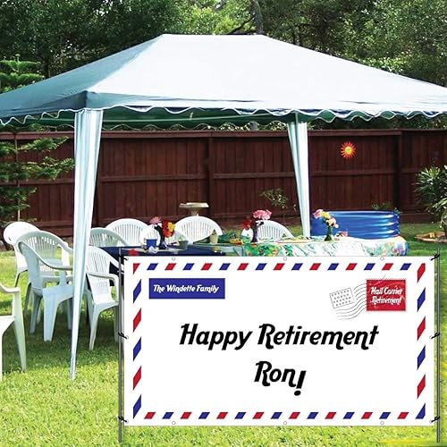 Miniatura 2 de Decoraciones de jubilación pancarta de jubilación postal personalizada, pancarta de vinilo impermeable (carta posterior a la jubilación, 3 pies por