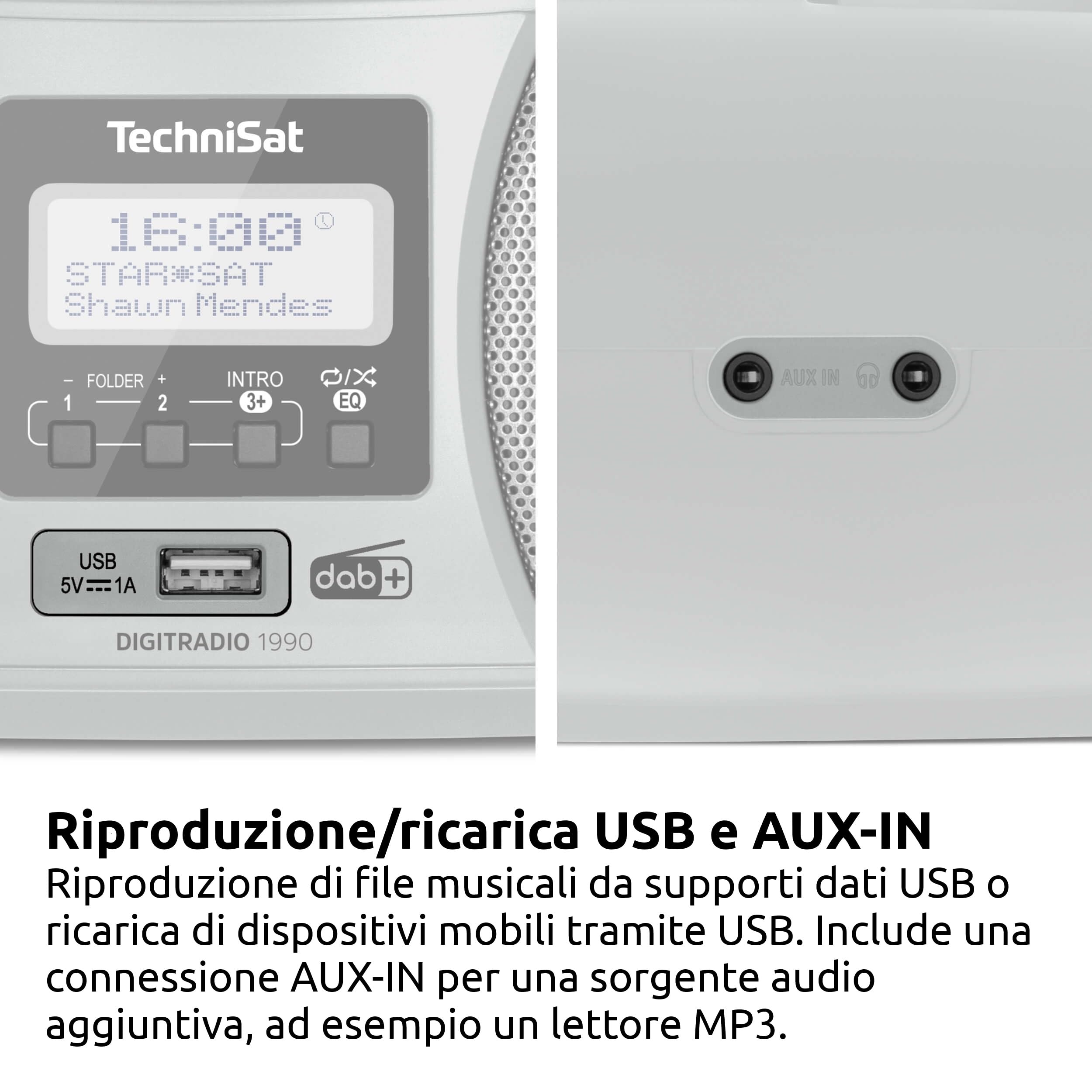 TechniSat DIGITRADIO 1990 Radio DAB+/FM Lettore CD Stereo Bluetooth Argento