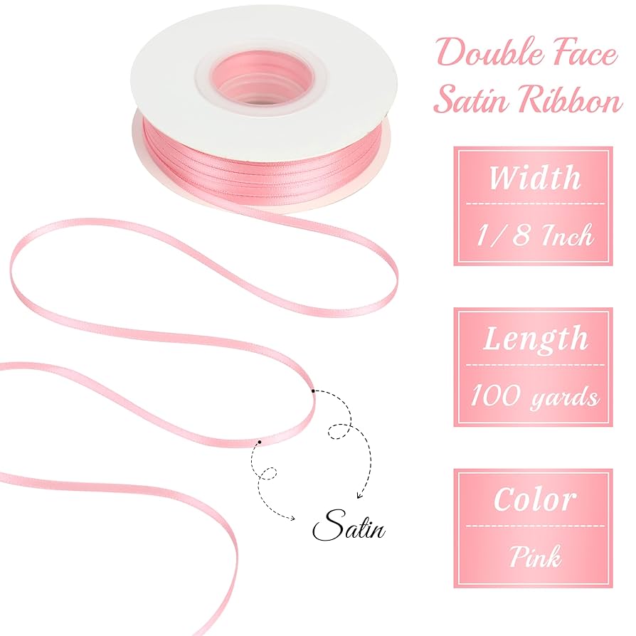 Amazon.co.jp: DINDOSAL ピンク シルクリボン 1/8インチ 薄い