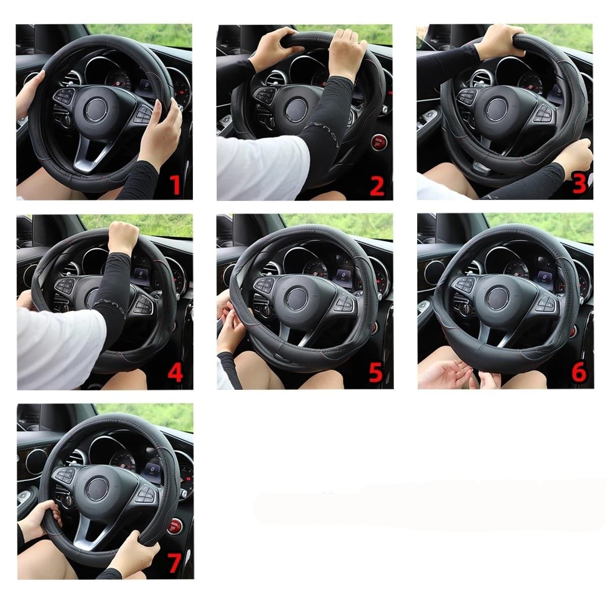 Funda para Volante Coche De 14,5-15 Pulgadas 37-38 Cm Piel Cordero Artificial con Un Estilo Deportivo Tridimensional Funda Volante(Gray)