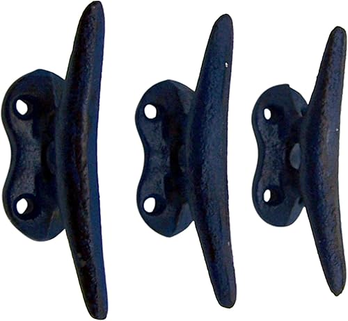 Miniatura 2 de Ganchos de pared de hierro fundido azul náutico, 3.5 pulgadas, juego de 3