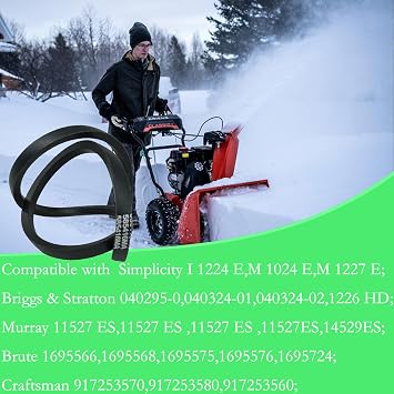 585416MA Auger Drive Belt 1/2 x 38 fits for Murray Sears 585416 198548 EHP-198548 MT58541 Cub Cadet MTD Troy-Bilt 954-0282 954-0275 Ariens 07200021 Simplicity Snapper 585416MA(2-Pack) | 585416MA Auger Drive Belt 1/2 x 38 fits for Murray Sears Cub Cadet MTD Troy-Bilt Ariens 07200021