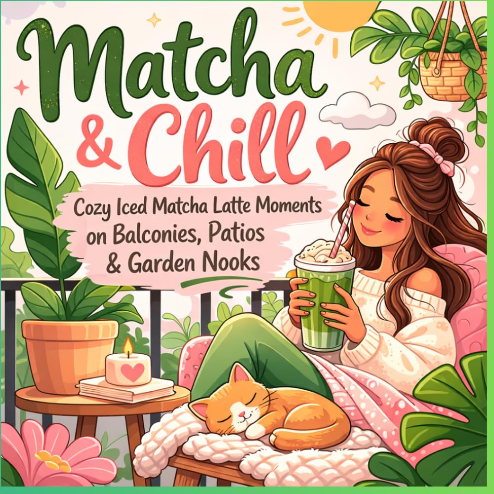 Matcha & Chill: Soft Life Coloring Book: Cozy Iced Matcha Latte Moments on Balconies, Patios & Garden Nooks