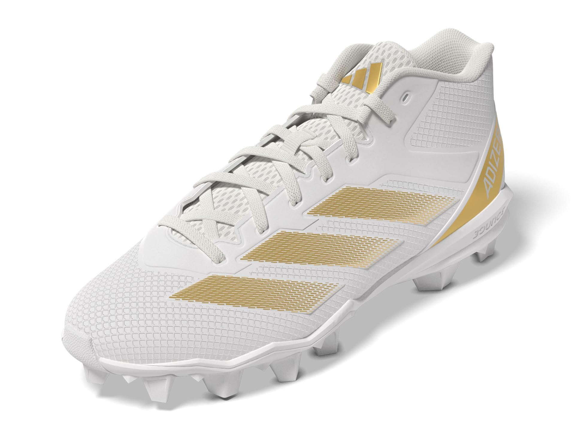 adidas Men's Adizero Impact.2 Molded American Football Sneaker, White/Gold Metallic/White, 10.5