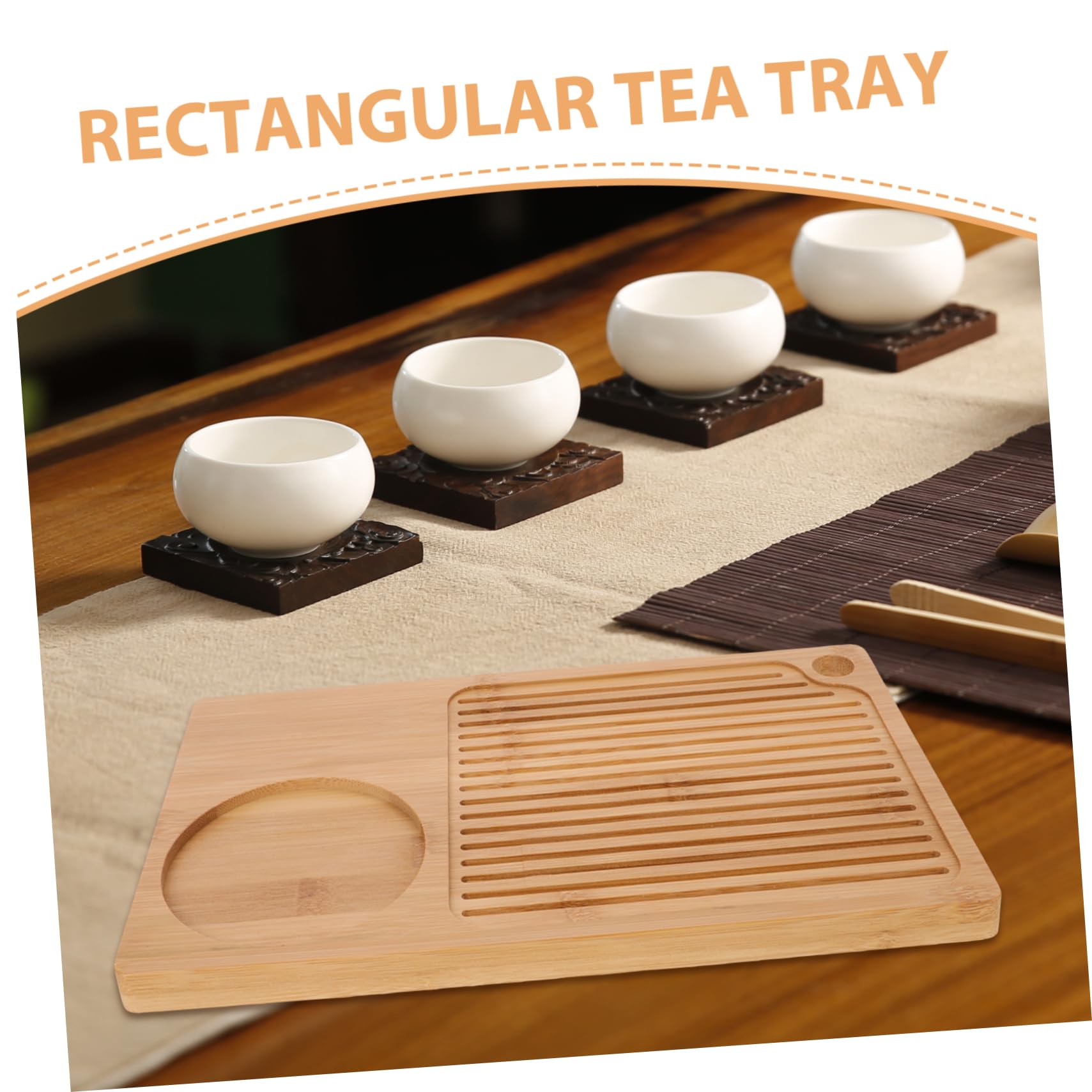 Bandeja Rectangular de Bambú Bandeja Decorativa para Servir Tazas de Té y Snacks Hogar