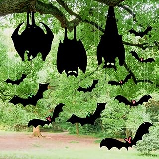Bats Halloween Decoration, 13 PCS Outdoor Indoor Halloween Hanging Bats Decor, Halloween Yard Decorations, Hallween Tree Decorations Ornaments, 3D Bats for Home Wall Door Graveyard Lawn Porch Party