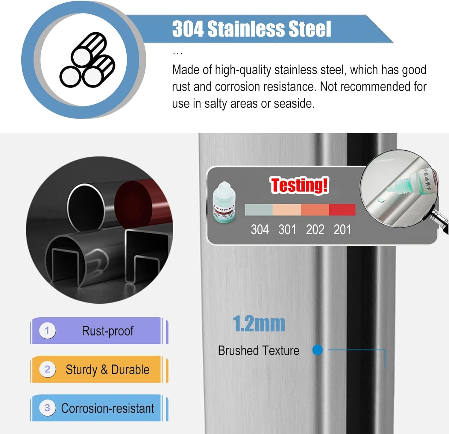 Glass Railing Post,Stair Post 3/4/5ft Tall Glass Railing Post, Stainless Steel Staircase Base Rail for Glass Panels, Indoor Attic Stairs Square Fence Support System