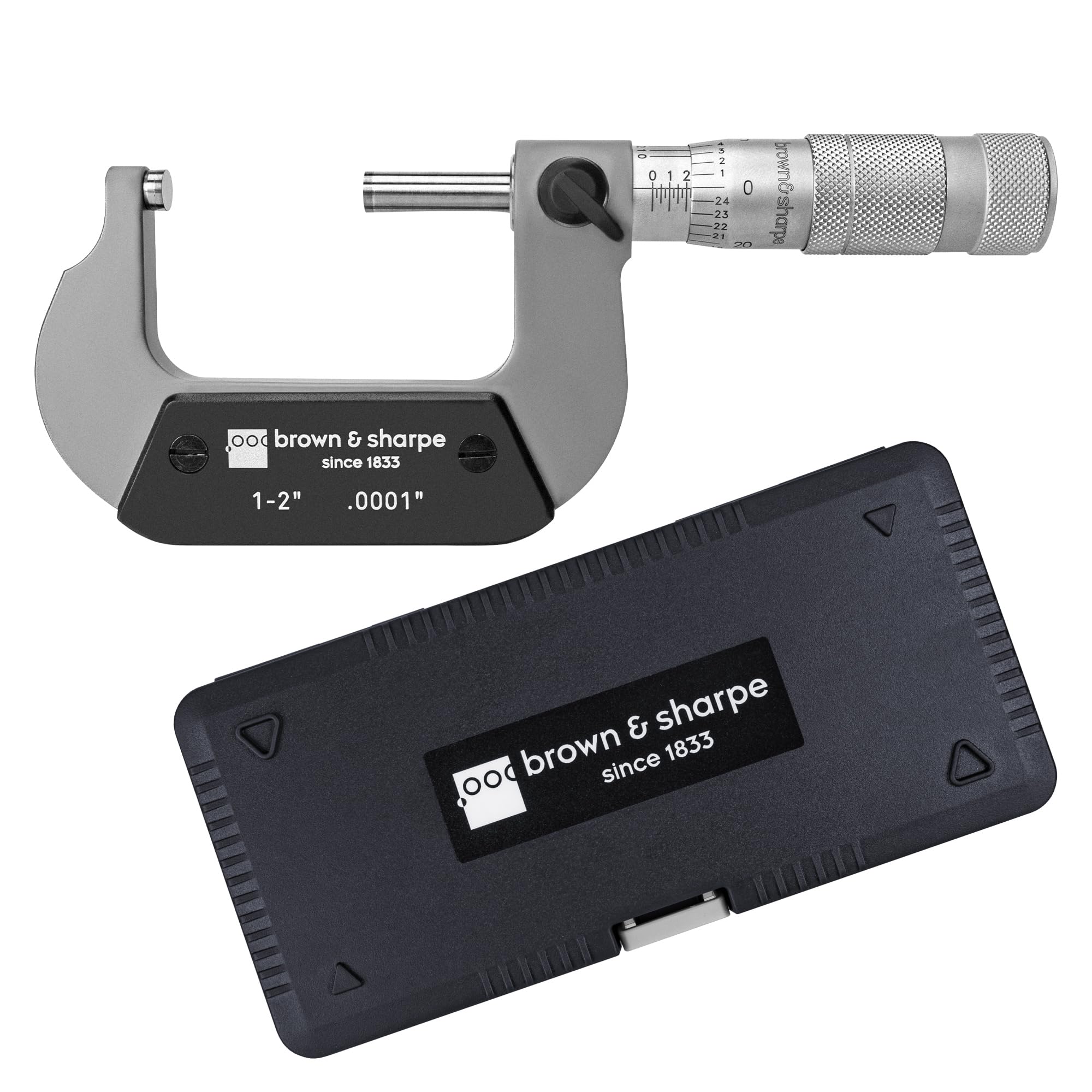 SOHNVWTGD Mechanical Micrometer, 1-2 Inch, 0.0001 Inch Graduation, Tungsten Carbide Measuring Faces, Ratchet-Stop Mechanism, Satin Chrome Finished Scale