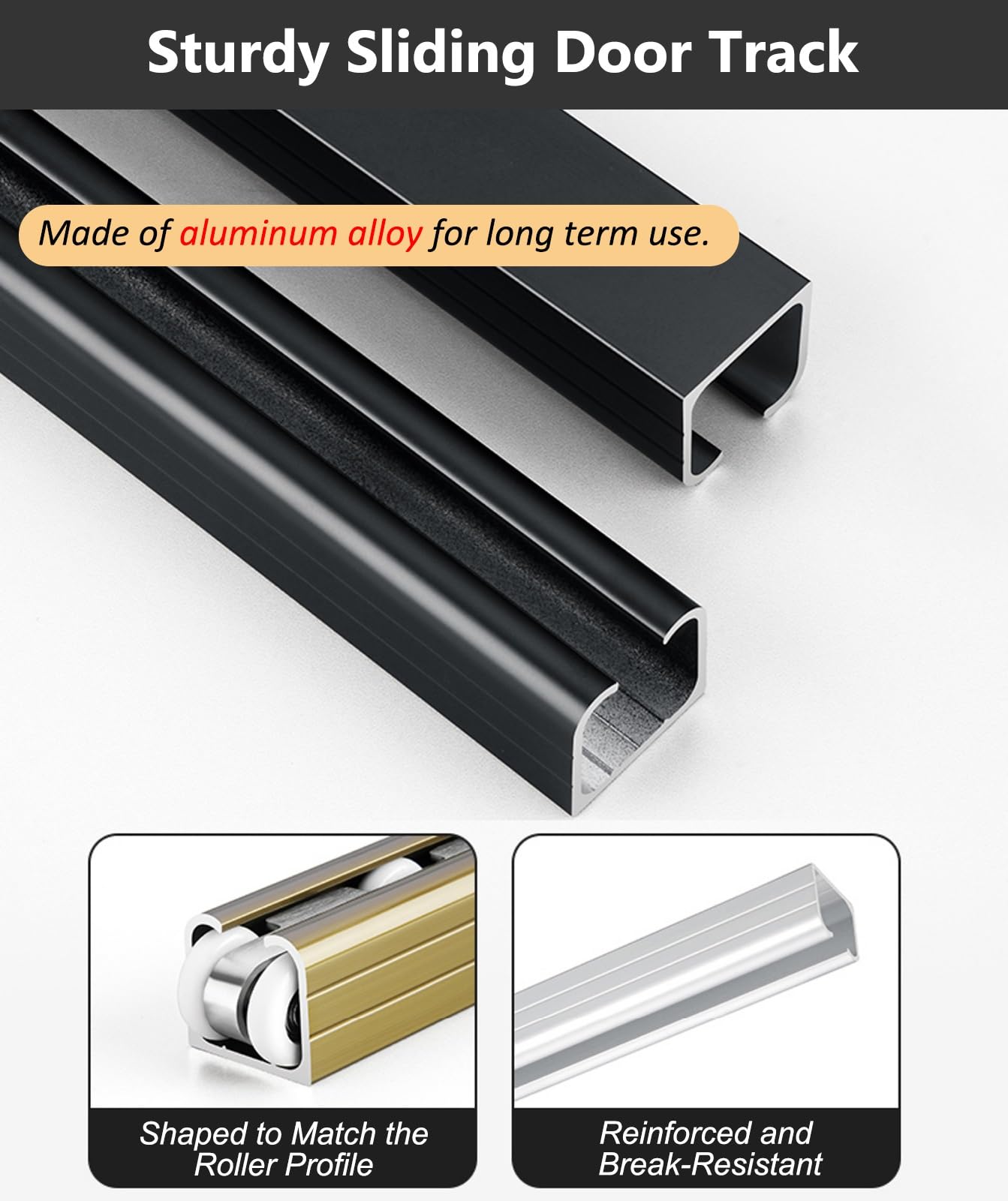 Kit de riel de puerta corrediza de vidrio montado en la pared y kit de herramientas para puertas sin marco, sistema de marco de puerta de bolsillo para baño, oficina y sala de estar
